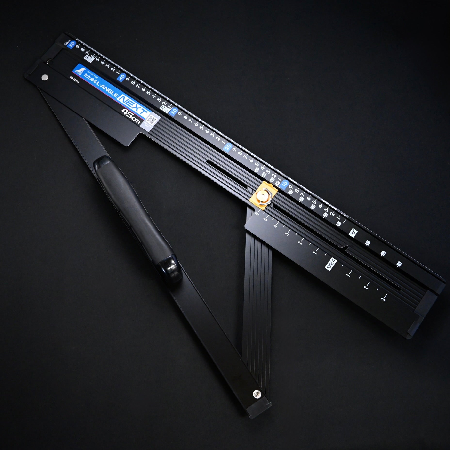 Shinwa 73121 Folding L-Angle Next 45 cm Circular Saw Guide Ruler with Angle Cutting Function 丸ノコガイド定規 たためるエルアングルNext45㎝ 角度切断機能付