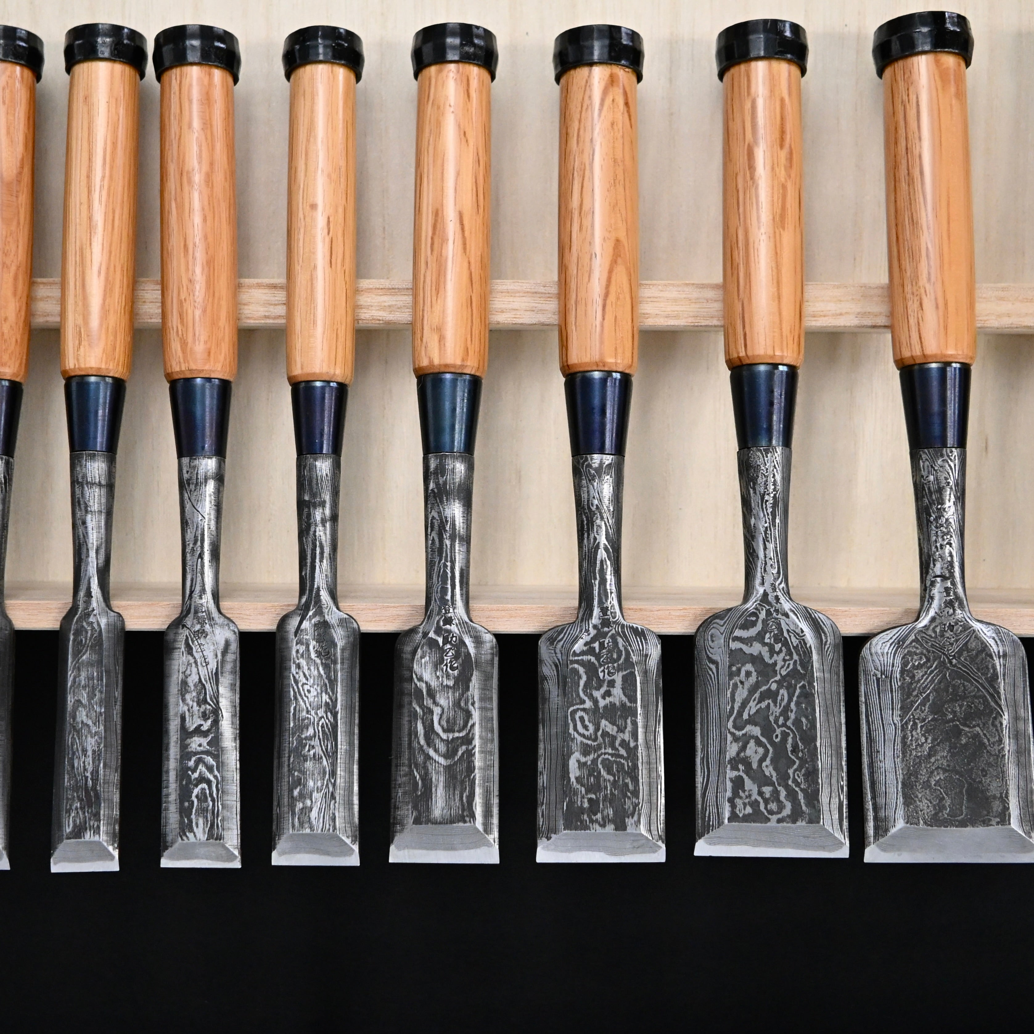 助正 墨流し 追入15本組鑿 Oirenomi Sukemasa Suminagashi Bench chisels set