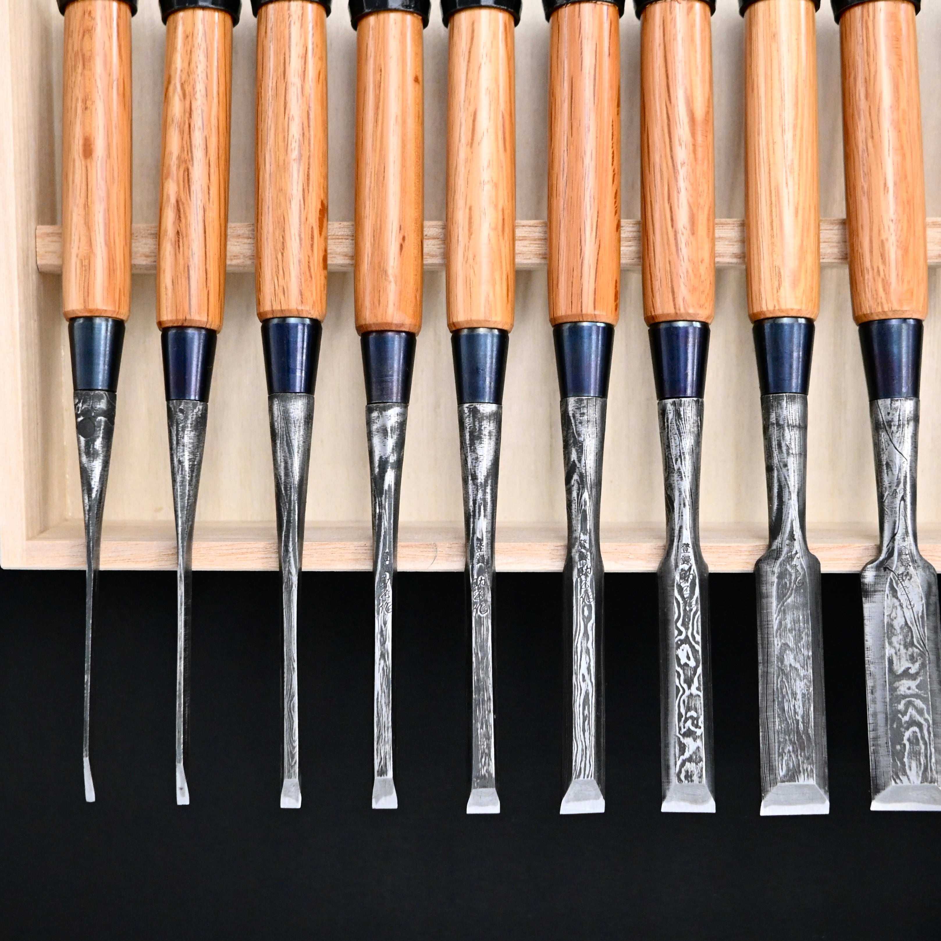 助正 墨流し 追入15本組鑿 Oirenomi Sukemasa Suminagashi Bench chisels set