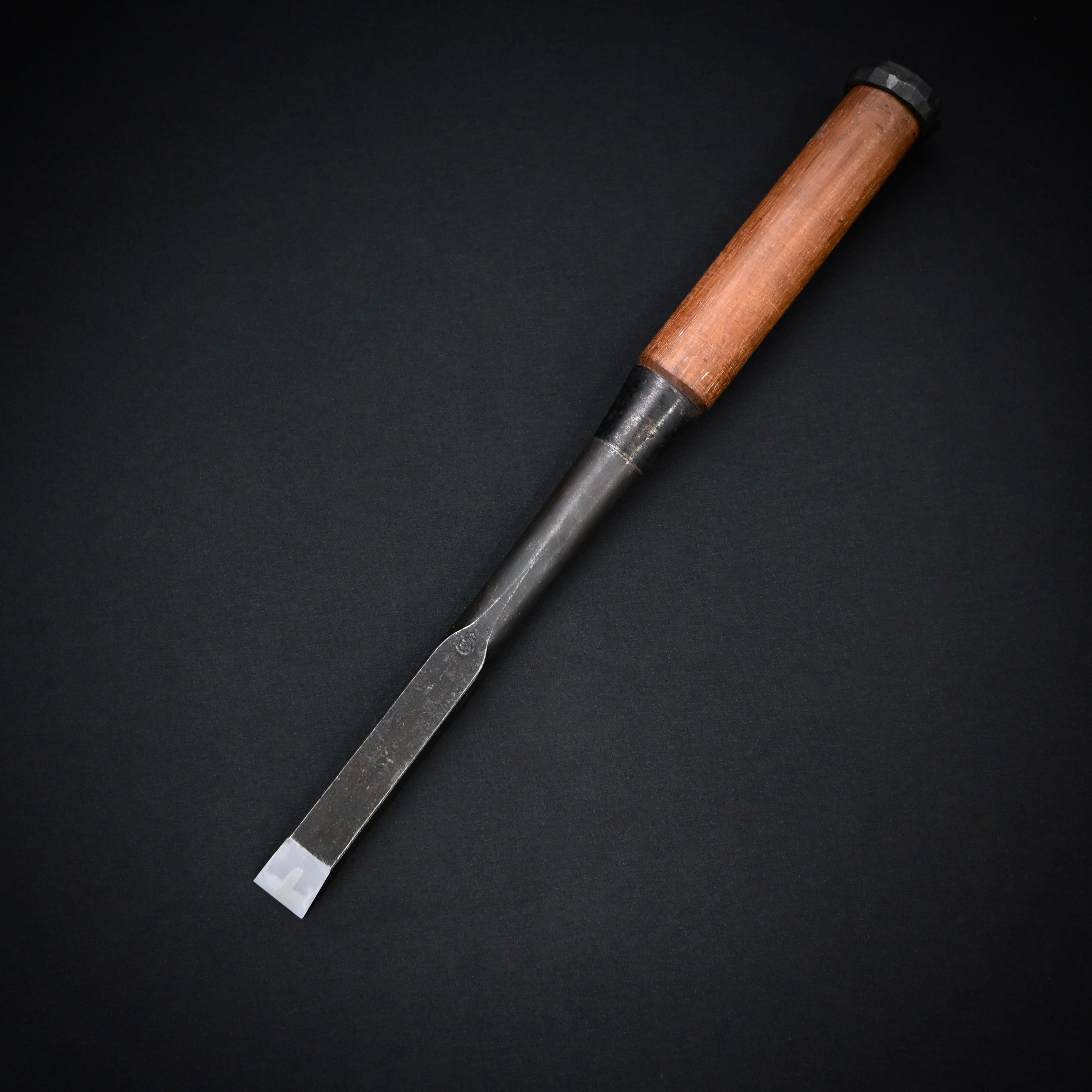 掘出し物 二代目左久作 山型刃 叩き鑿 池上喬庸作 18mm #1 Old stock Hidari Hisasaku 2rd Timber chisels by Ikegami Takanobu Tatakinomi