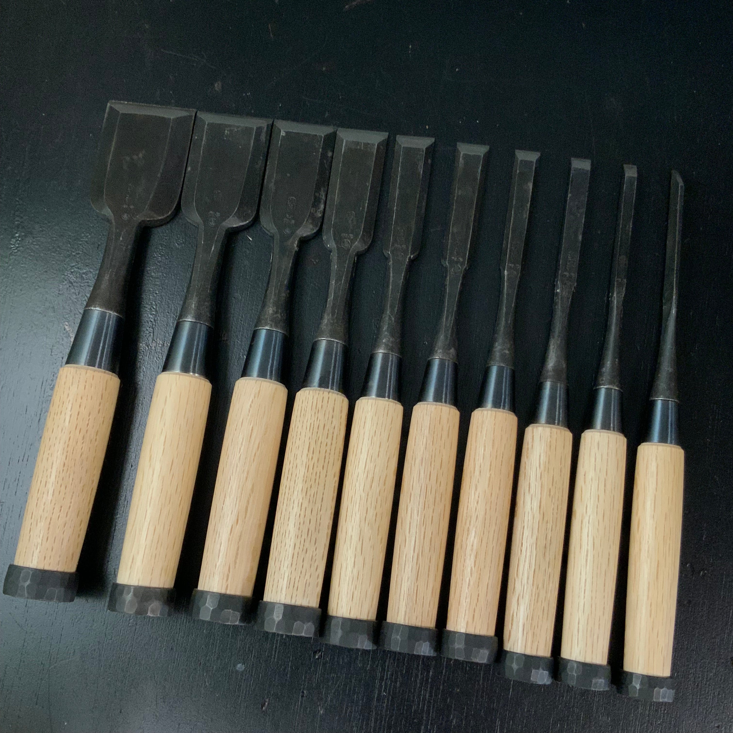 Ioroi Bench chisels set (Oirenomi) by Blue steel 五百蔵作 追入組鑿 青紙鋼