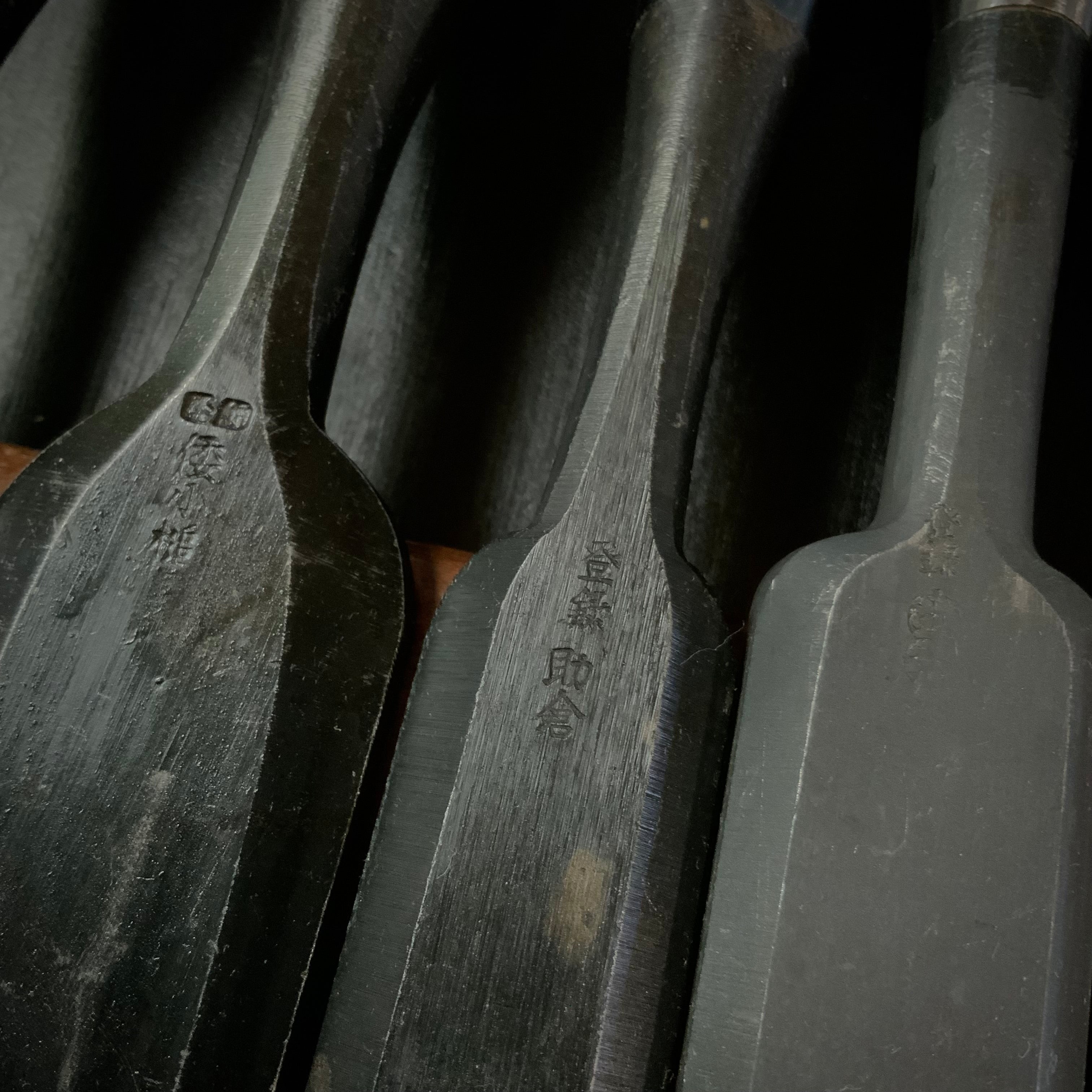 #M161 Mixed set for beginner Bench chisels set by unknown smith バラ鑿合わせ 初心者におすすめ 追入組鑿作者不明