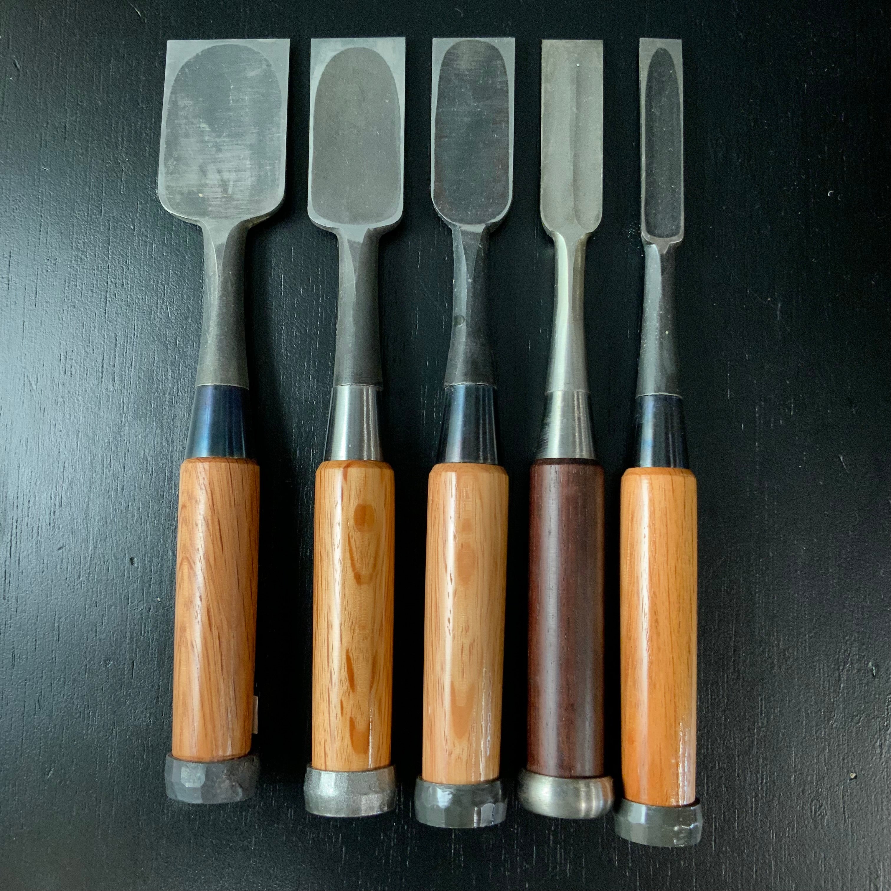 #M168 Mixed Bench chisels set by unknown バラ鑿合わせ 追入組鑿 5本組 作者不明