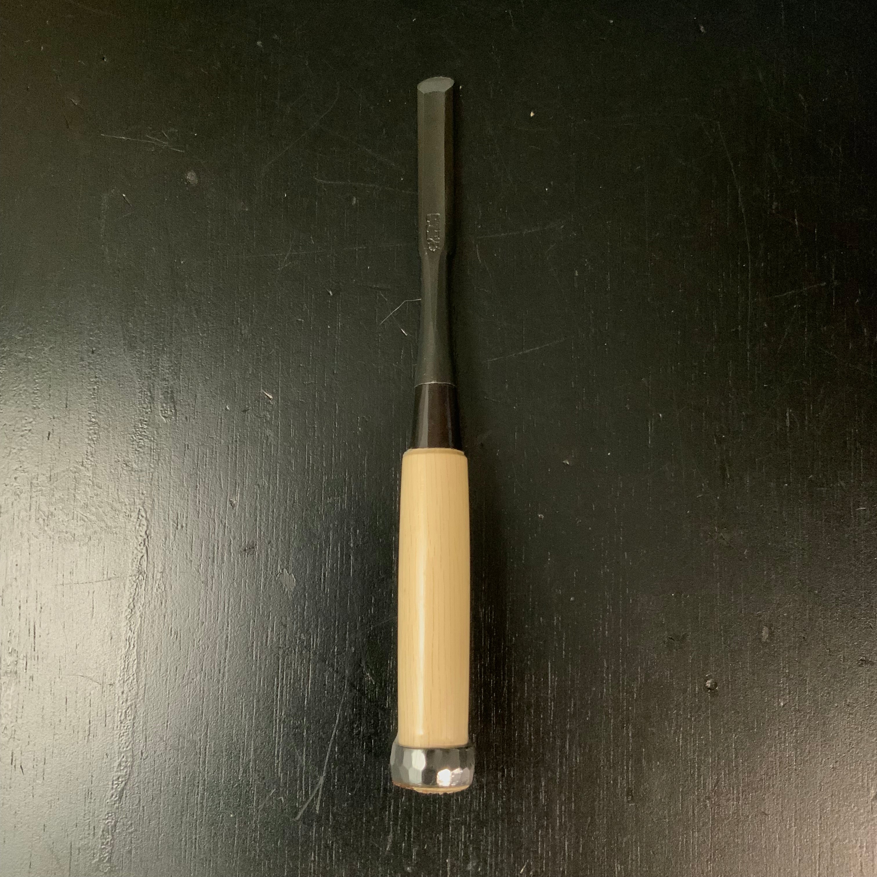 Tasai Sotomaru Bench chisel with Japanese white oak 田斎作 追入外丸鑿 芯付白樫柄 12mm Sotomaru