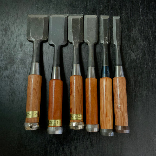 #M166 Mixed Oirenomi chisels set by unknown smith バラ鑿合わせ 追入組鑿 7本組 作者不明
