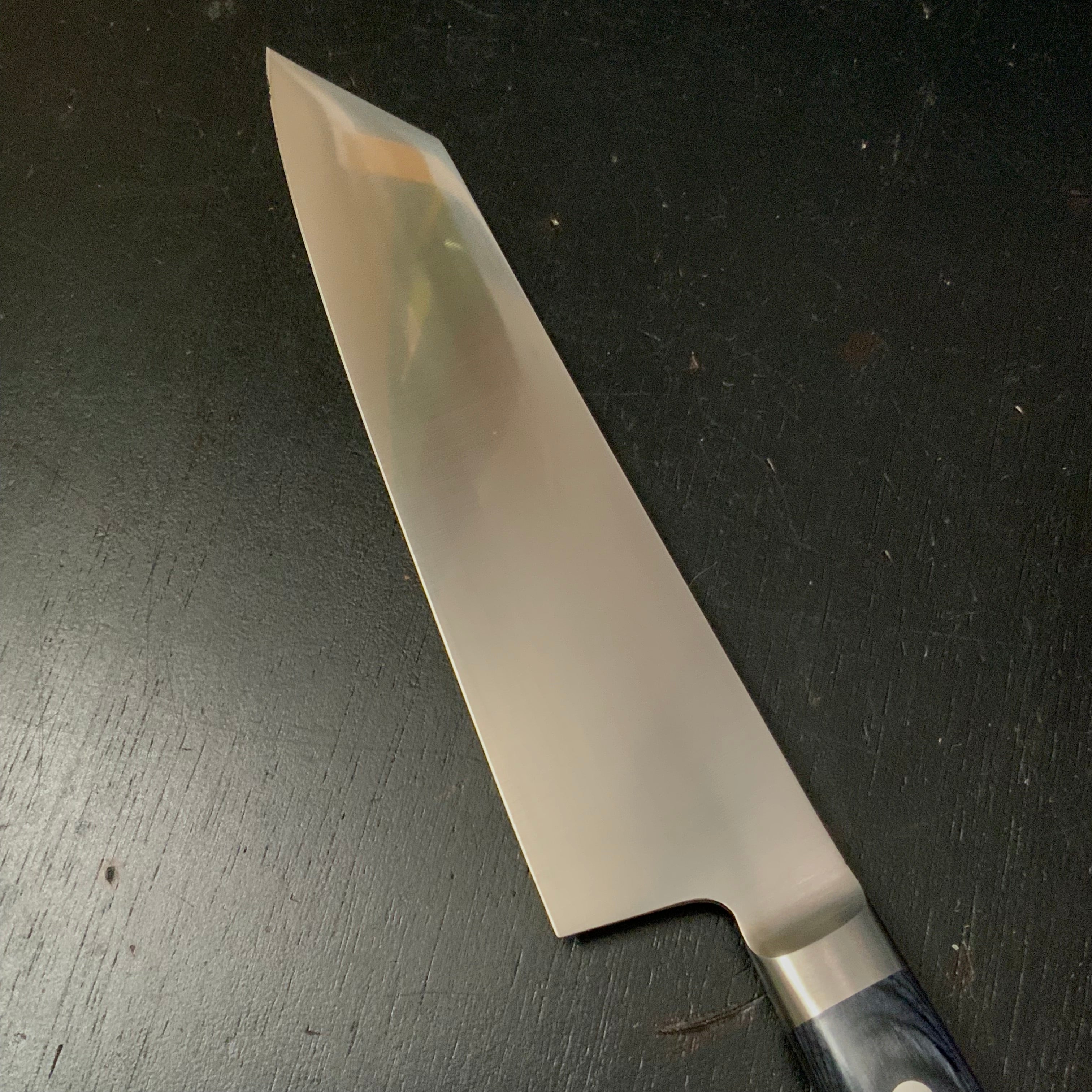 Kanemoto Kiritsuke Santoku with molybdenum steel blue plywood 兼元作 モリブデン鋼 切付三徳 青合板 195mm