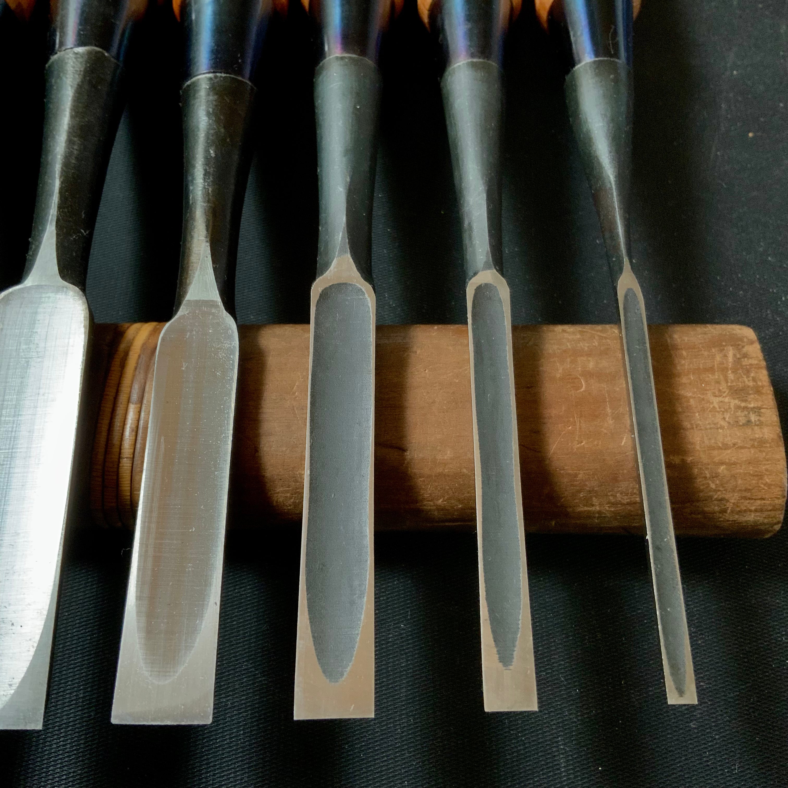 #M151 Mixed set for beginner Bench chisels set by unknown smith バラ鑿合わせ 初心者におすすめ 追入組鑿作者不明