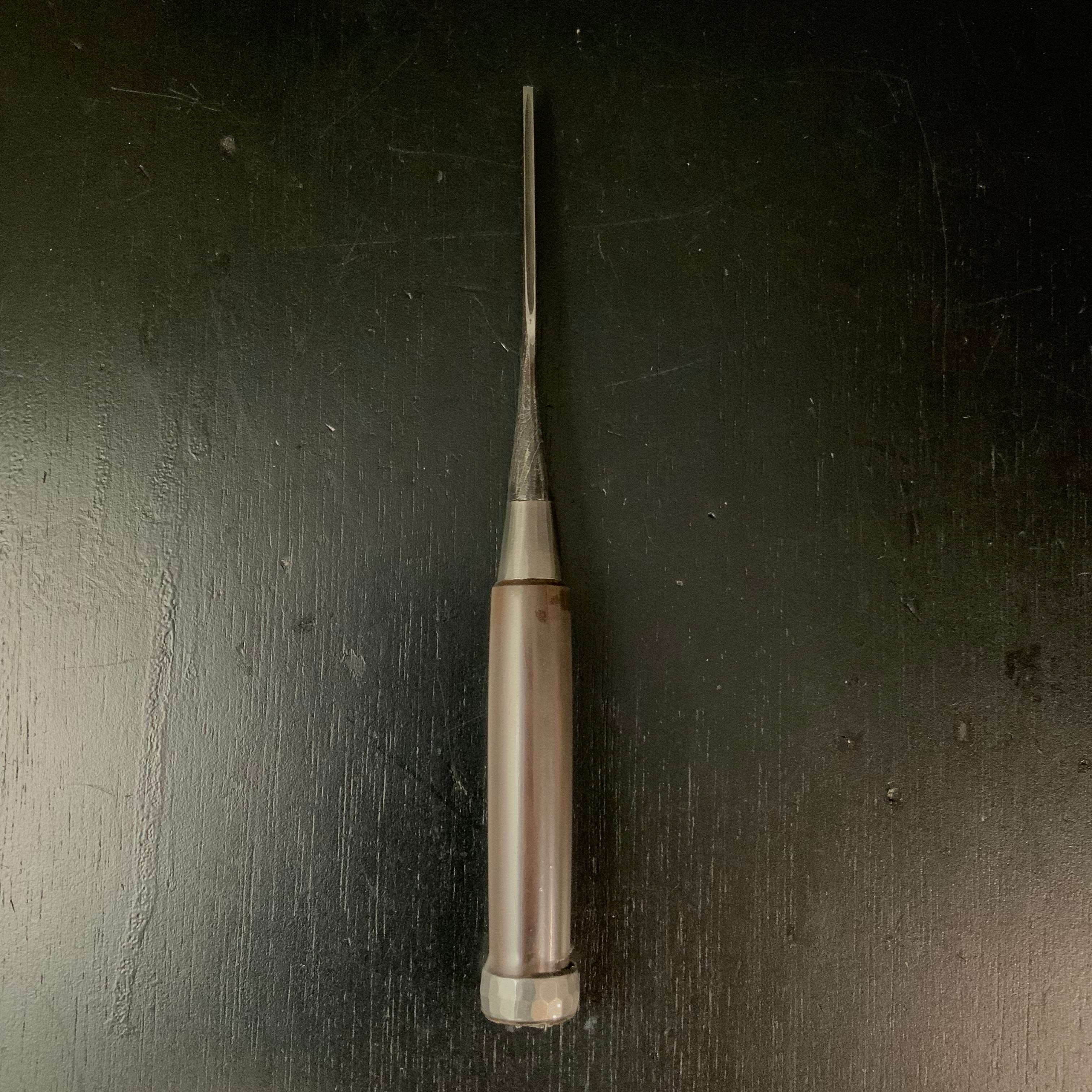 Tasai Mokume Special Dovetail Bench chisels with blue steel 田斎作 木目 鎬追入鑿 黒檀柄 3mm