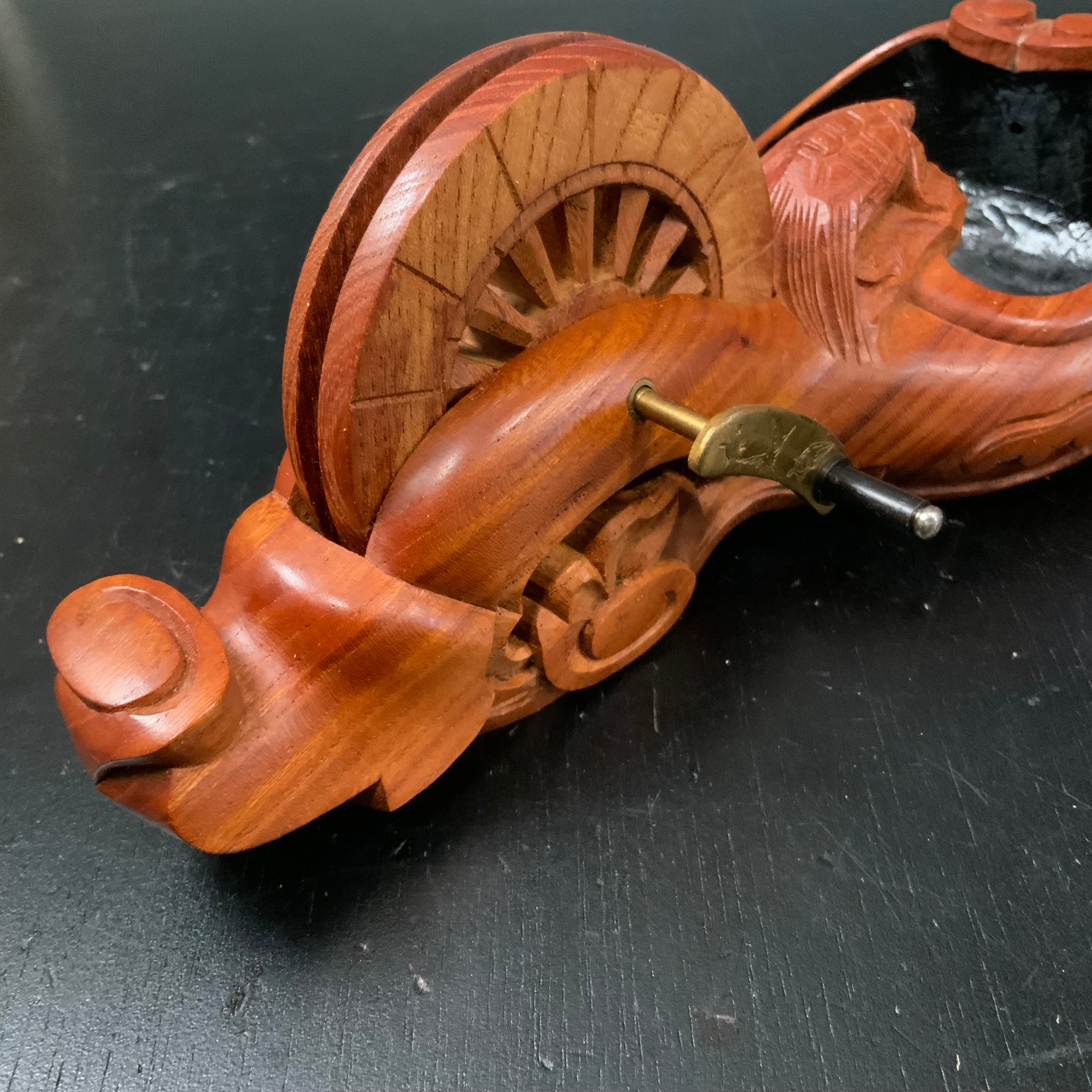 #ST53 Japanese Carpenter Ink Pot Traditional Measuring Tools Sumitsubo by Tsuboaki 坪昭作 墨壺 欅 255mm