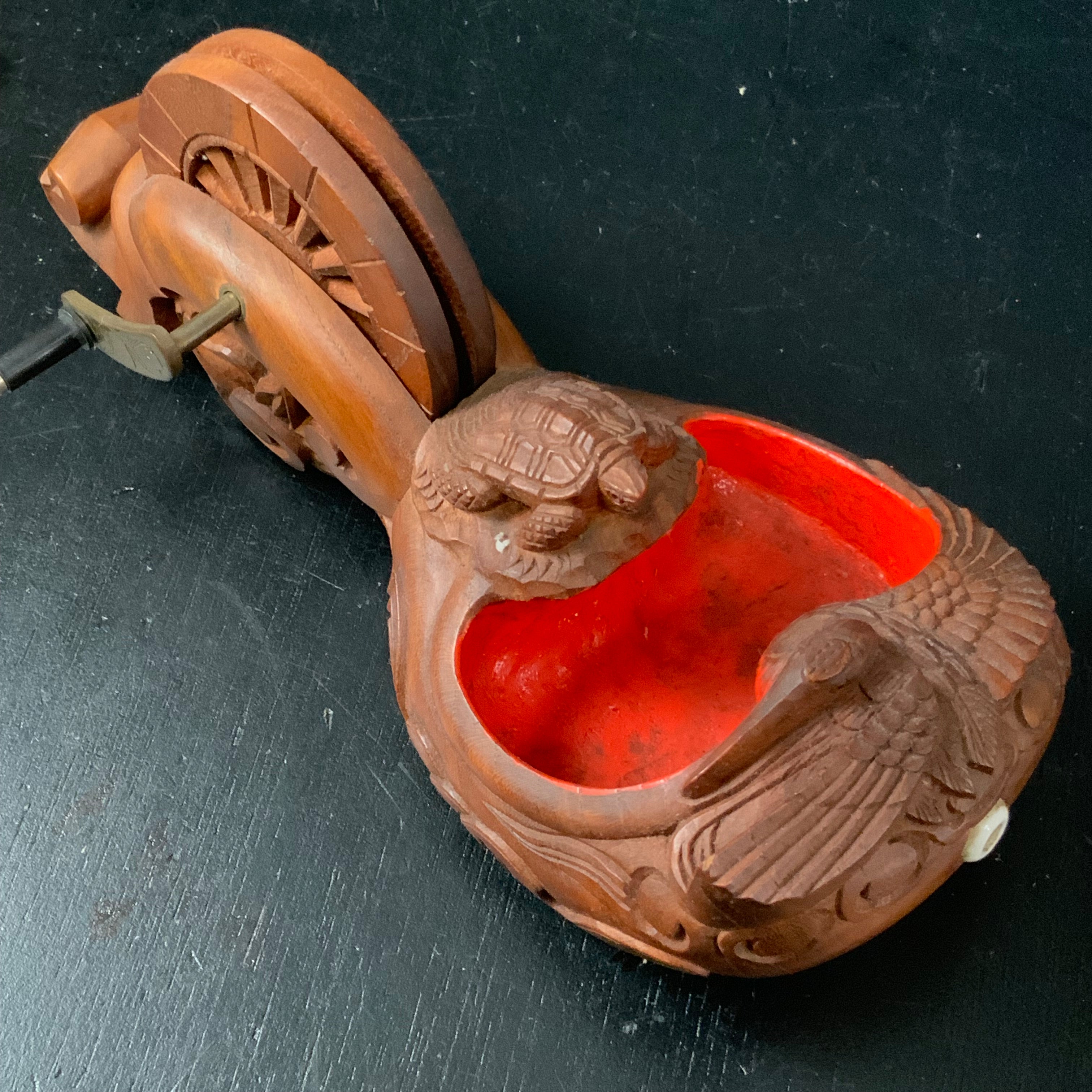 #ST55 Japanese Carpenter Ink Pot Traditional Measuring Tools Sumitsubo by Tsuboaki 坪昭作 墨壺 欅 200mm