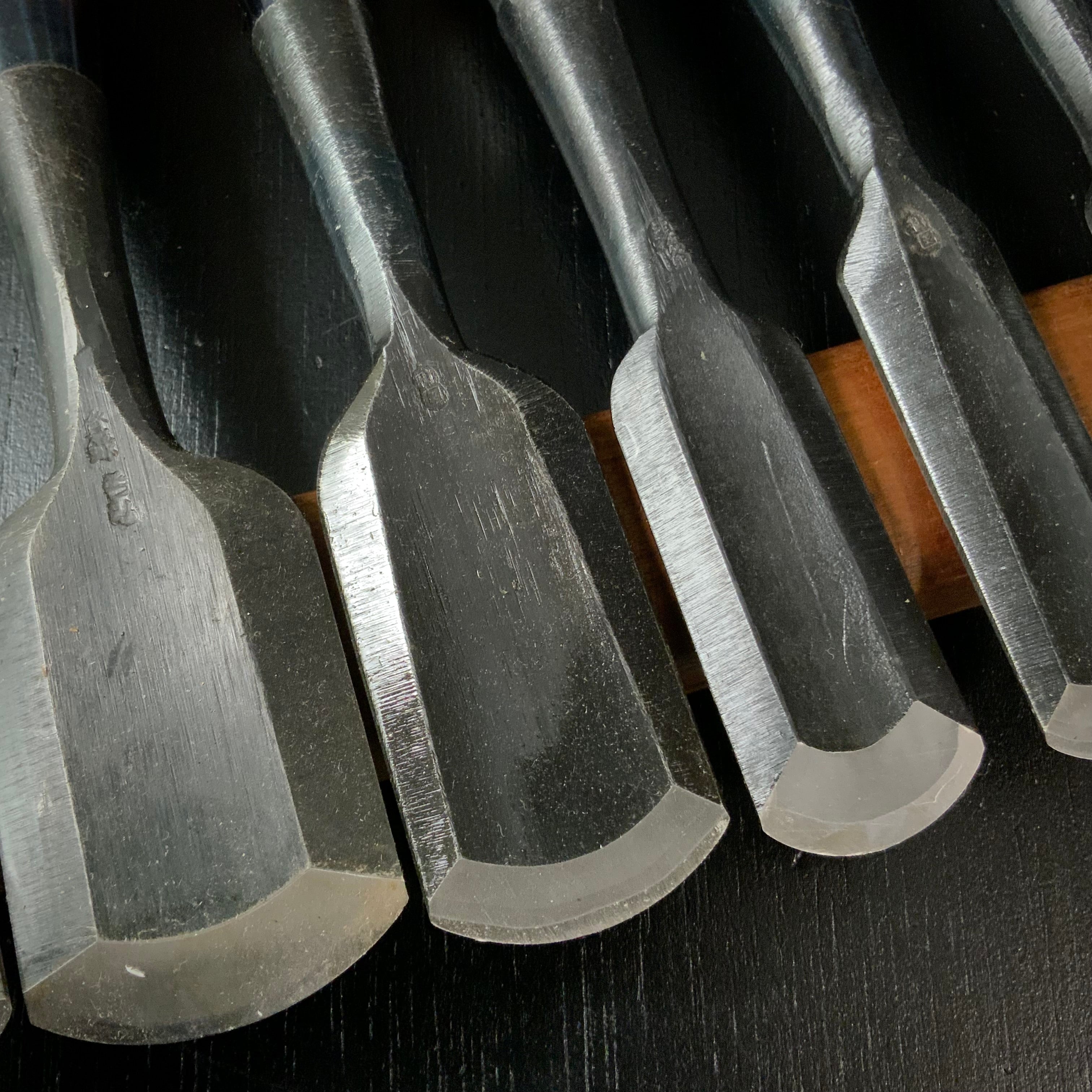 #M171 Mixed Sotomarunomi chisels set by unknown バラ鑿合わせ 外丸組鑿 10本組 作者不明