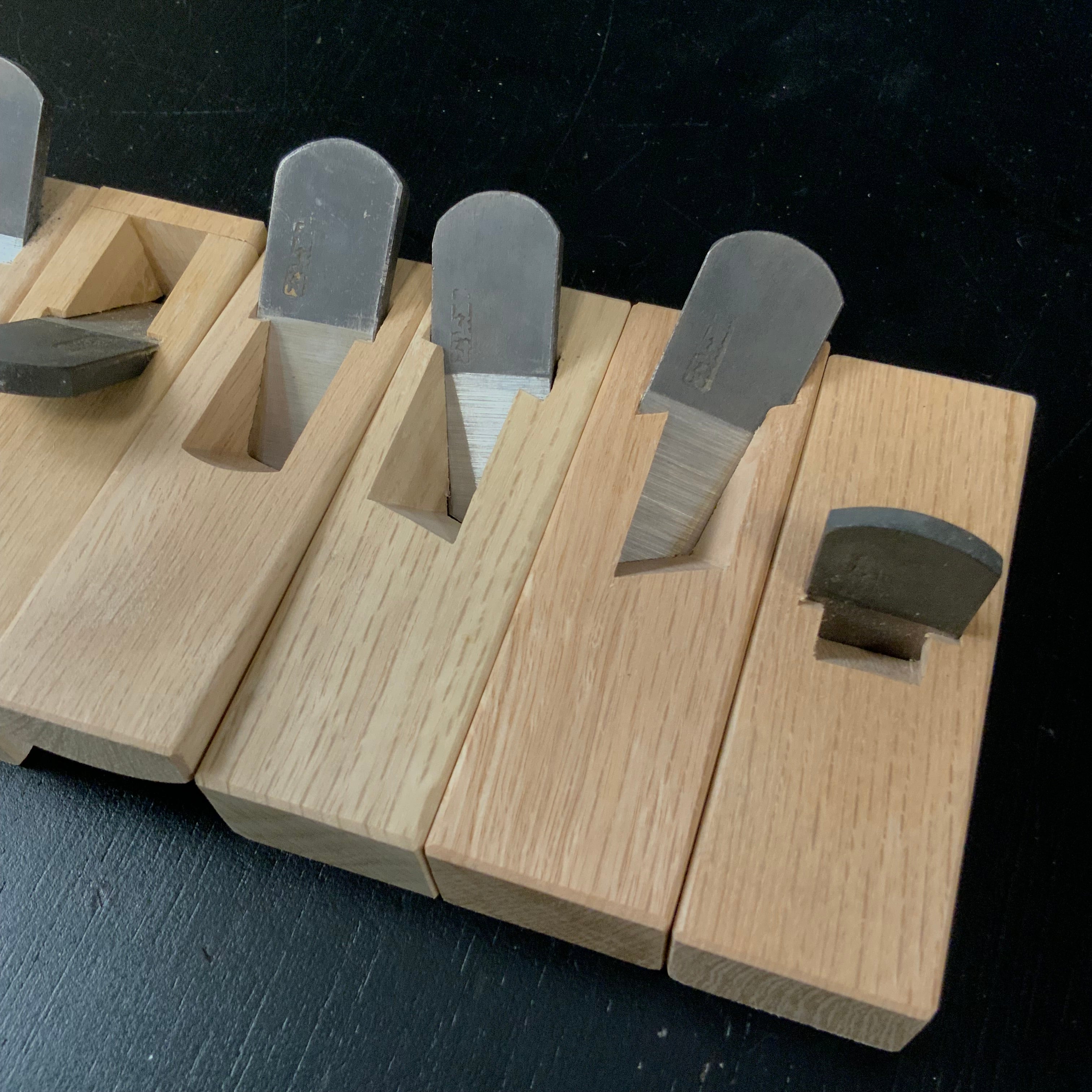 Old stock Mini Plane set (x10 planes) with Blue steel by Seikichi Sekikawa 掘出し物 関川誠吉作 細工組鉋 18mm