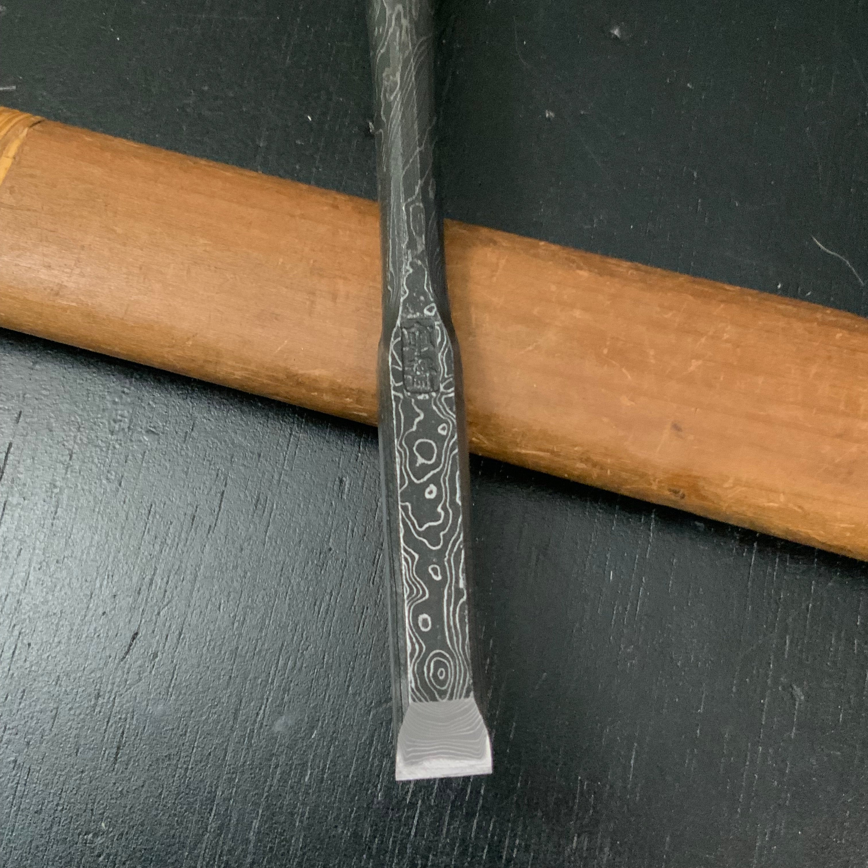 Tasai Mokume Special Bench chisels with blue steel 田斎作 木目 追入鑿 紫檀柄 12mm