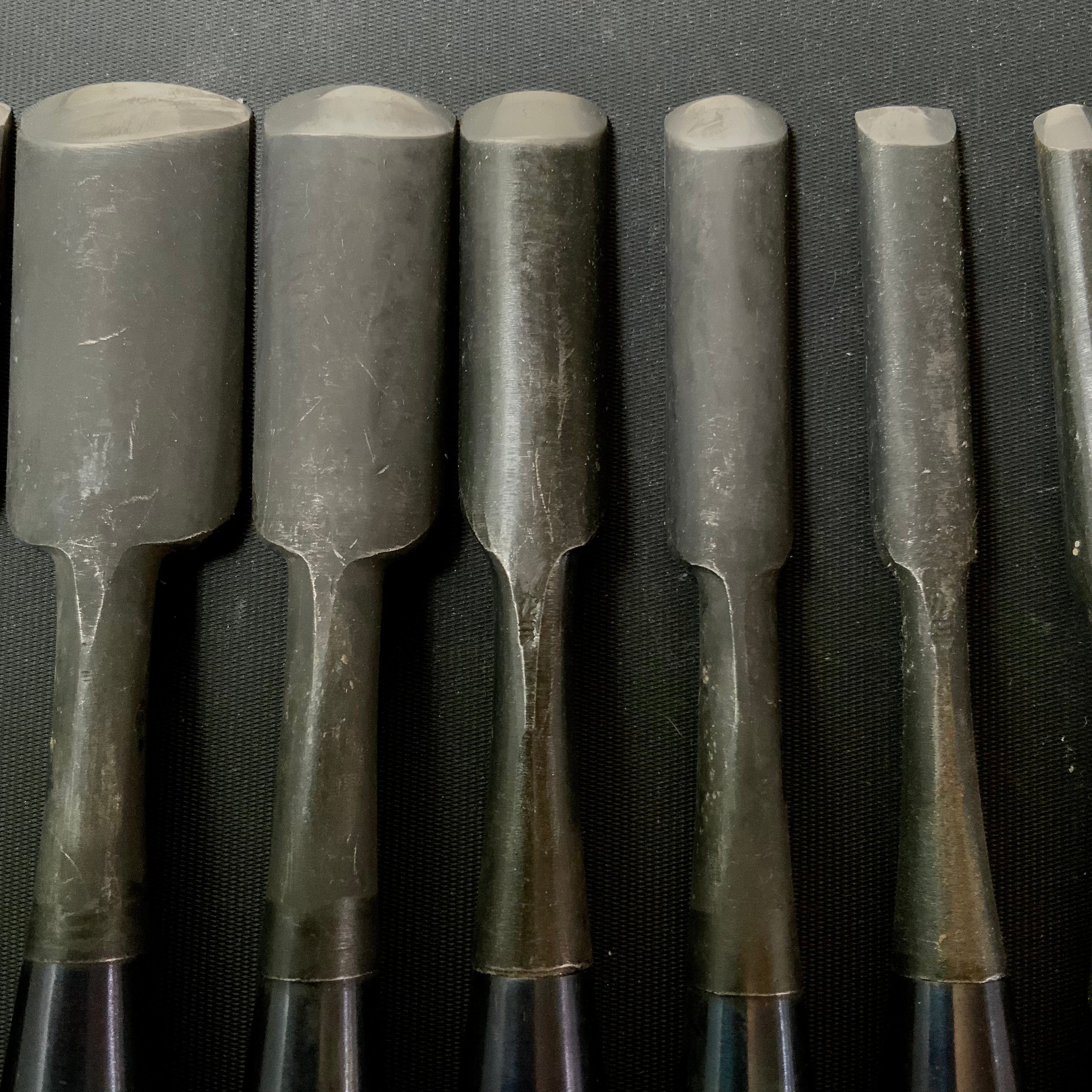 Old stock #1 Uchimaru-Nomi Gouge Chisels set 掘出し物 内丸鑿 10本組鑿
