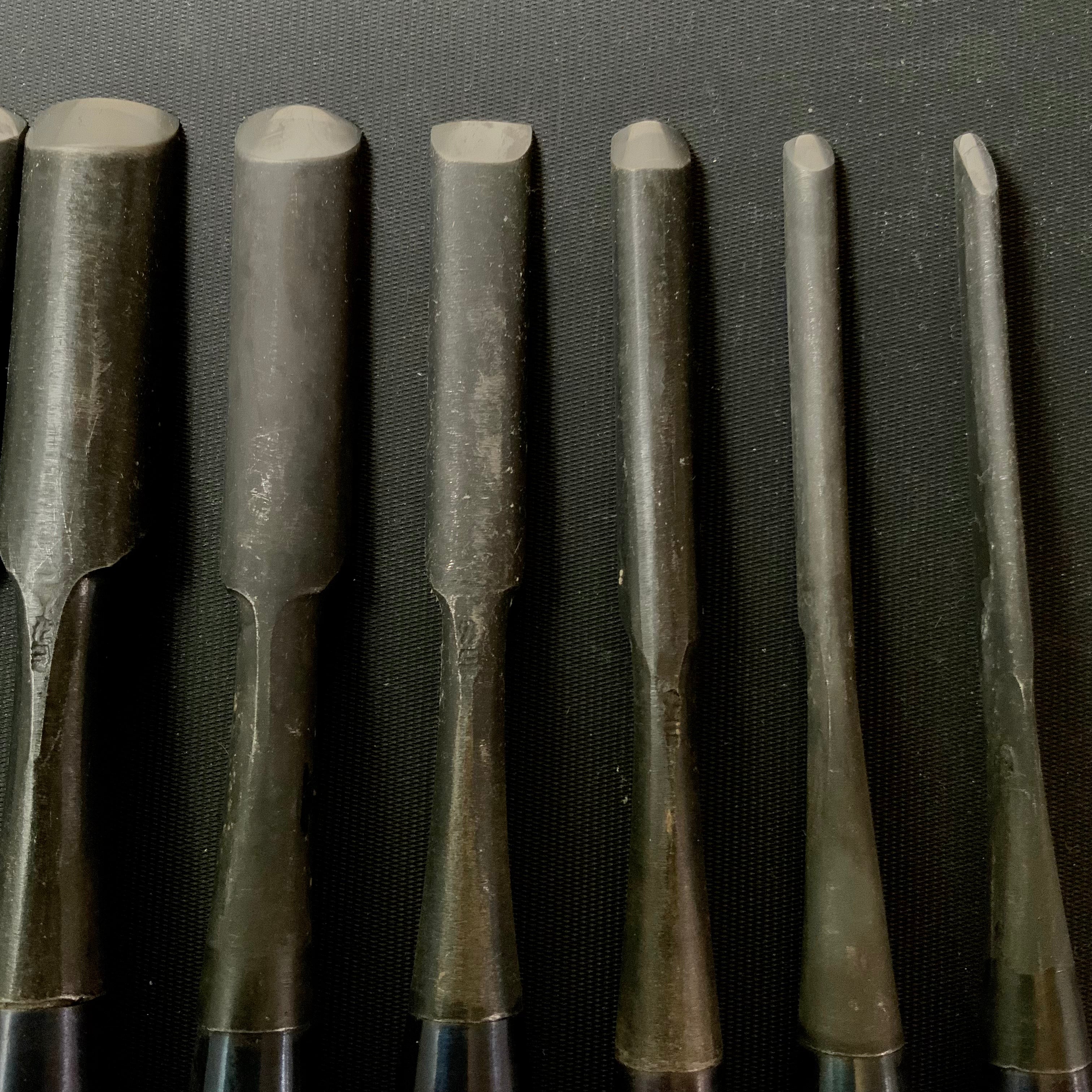 Old stock #1 Uchimaru-Nomi Gouge Chisels set 掘出し物 内丸鑿 10本組鑿