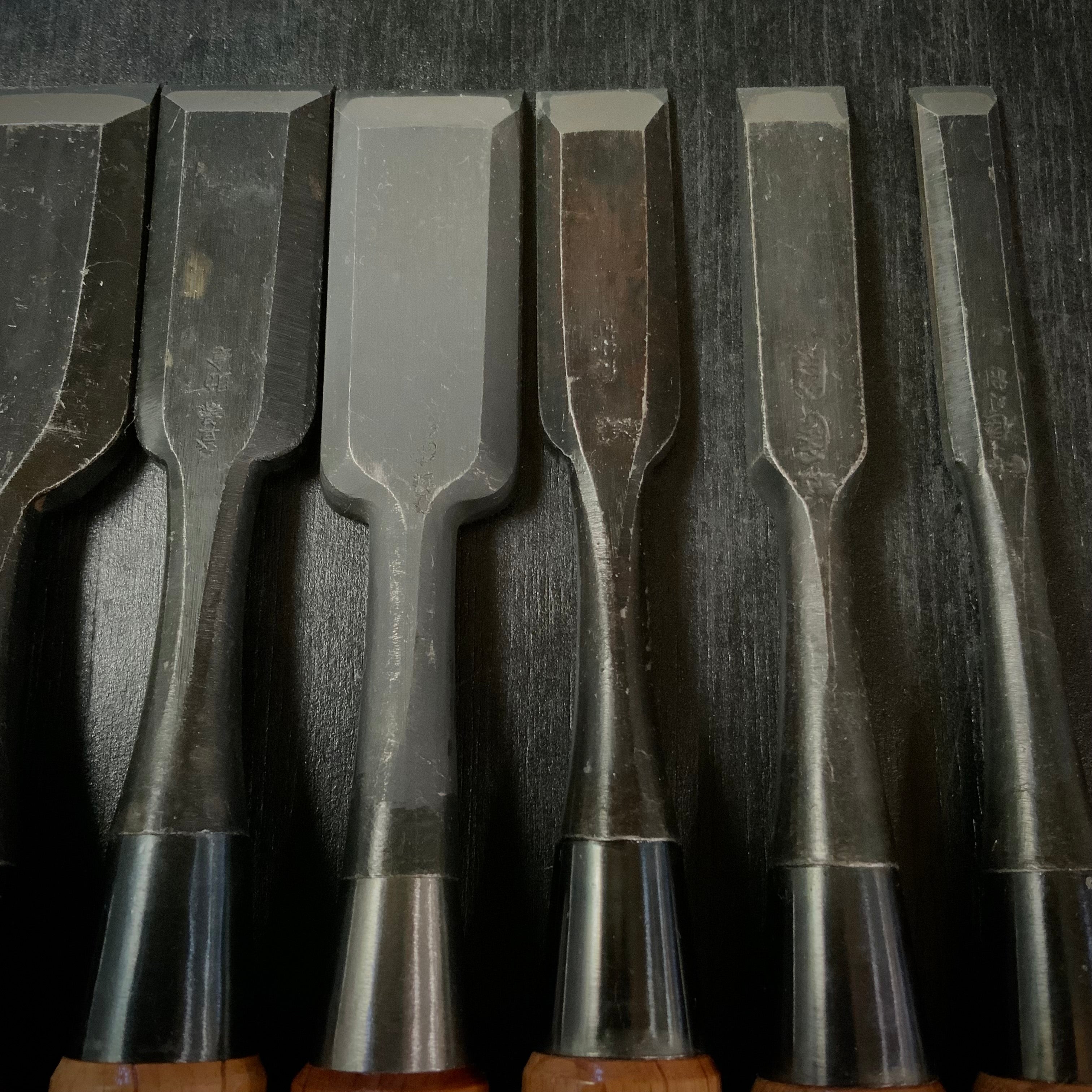 #M161 Mixed set for beginner Bench chisels set by unknown smith バラ鑿合わせ 初心者におすすめ 追入組鑿作者不明