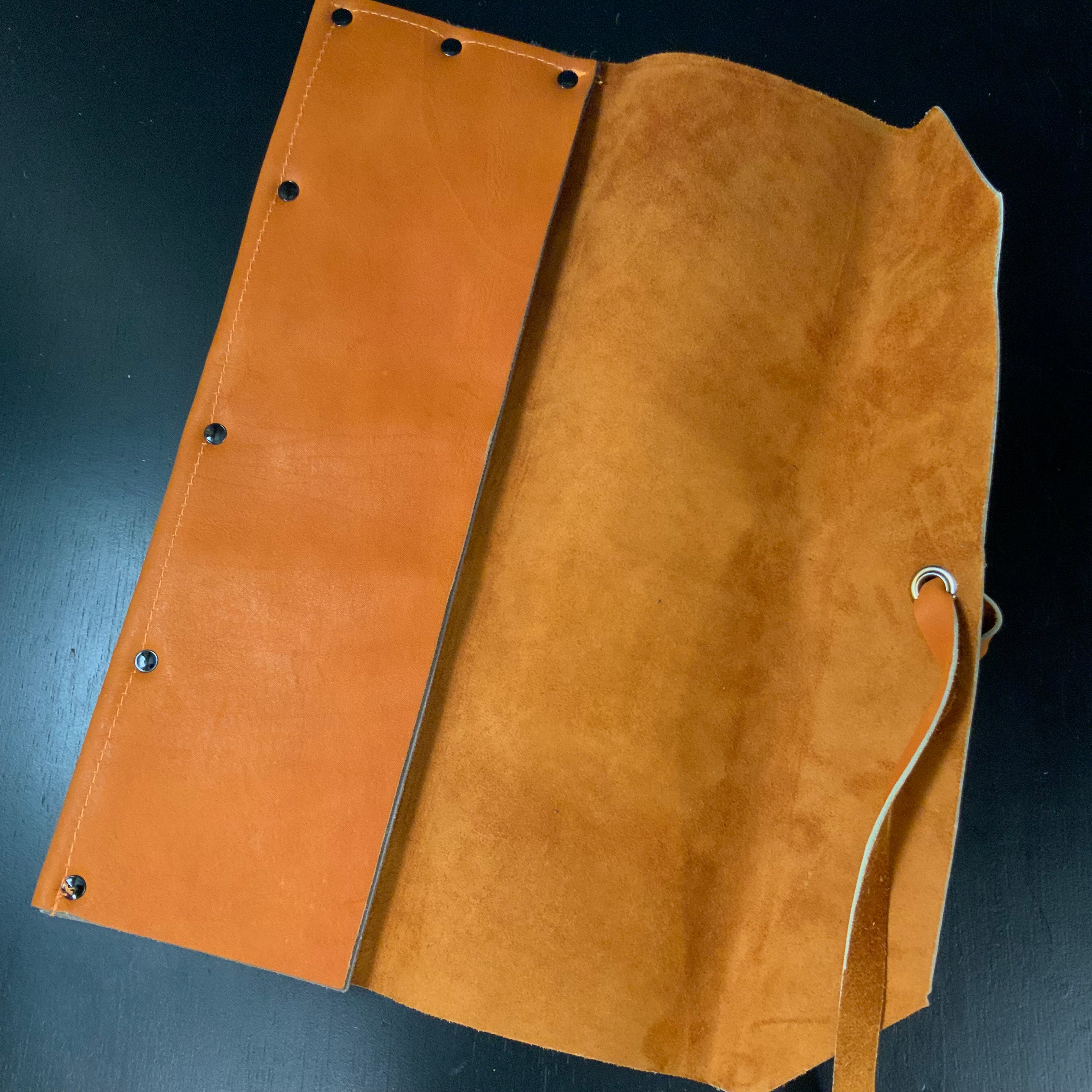 Daido Saw Leather Cloth Bag 大道 本革茶鋸巻 先カット内床革5枚 革紐付き