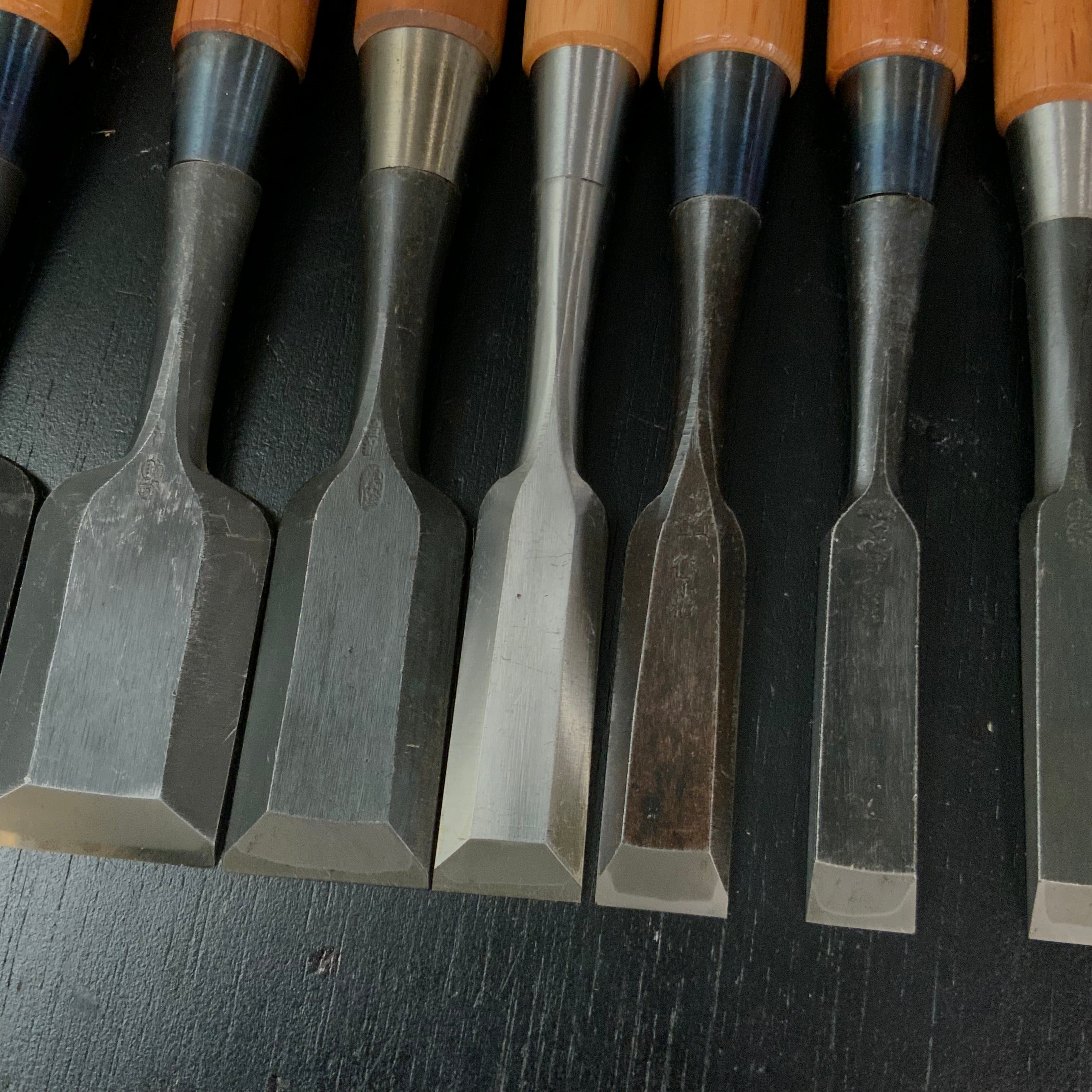 #M179 Mixed Uchimarunomi chisels set by unknown バラ鑿合わせ 内丸組鑿 10本組 作者不明