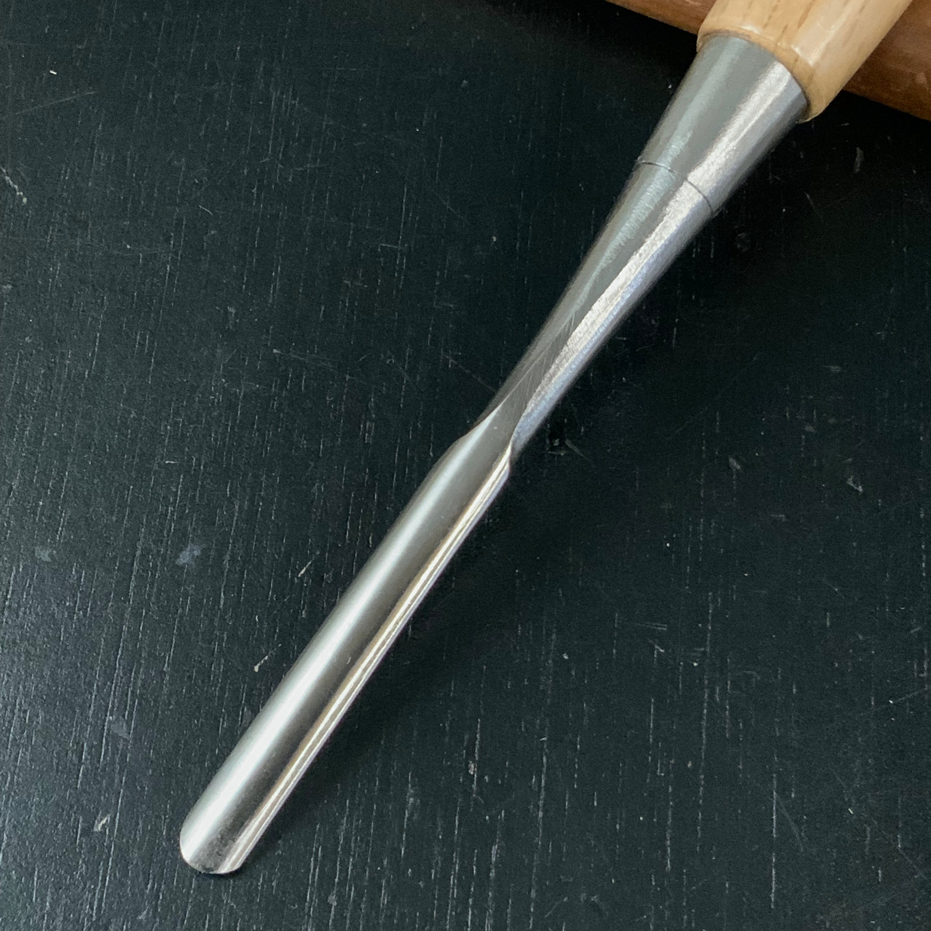 Tasai Special carving chisel with Japanese white oak 田斎作 外丸鑿 白樫柄 15mm Sotomaru