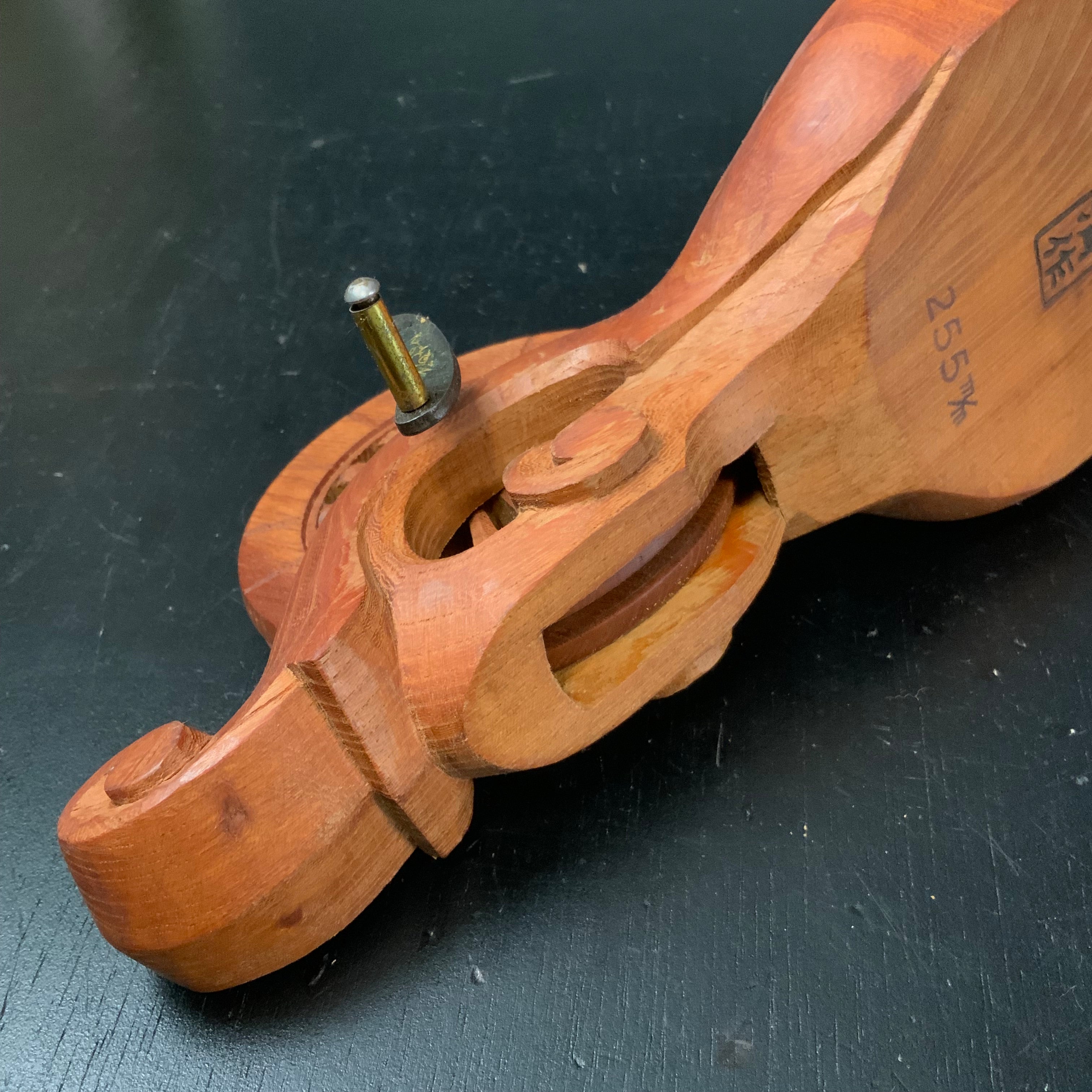 #ST50 Japanese Carpenter Ink Pot Traditional Measuring Tools Sumitsubo by Masasumi 正清作 亀 墨壺 欅 255mm