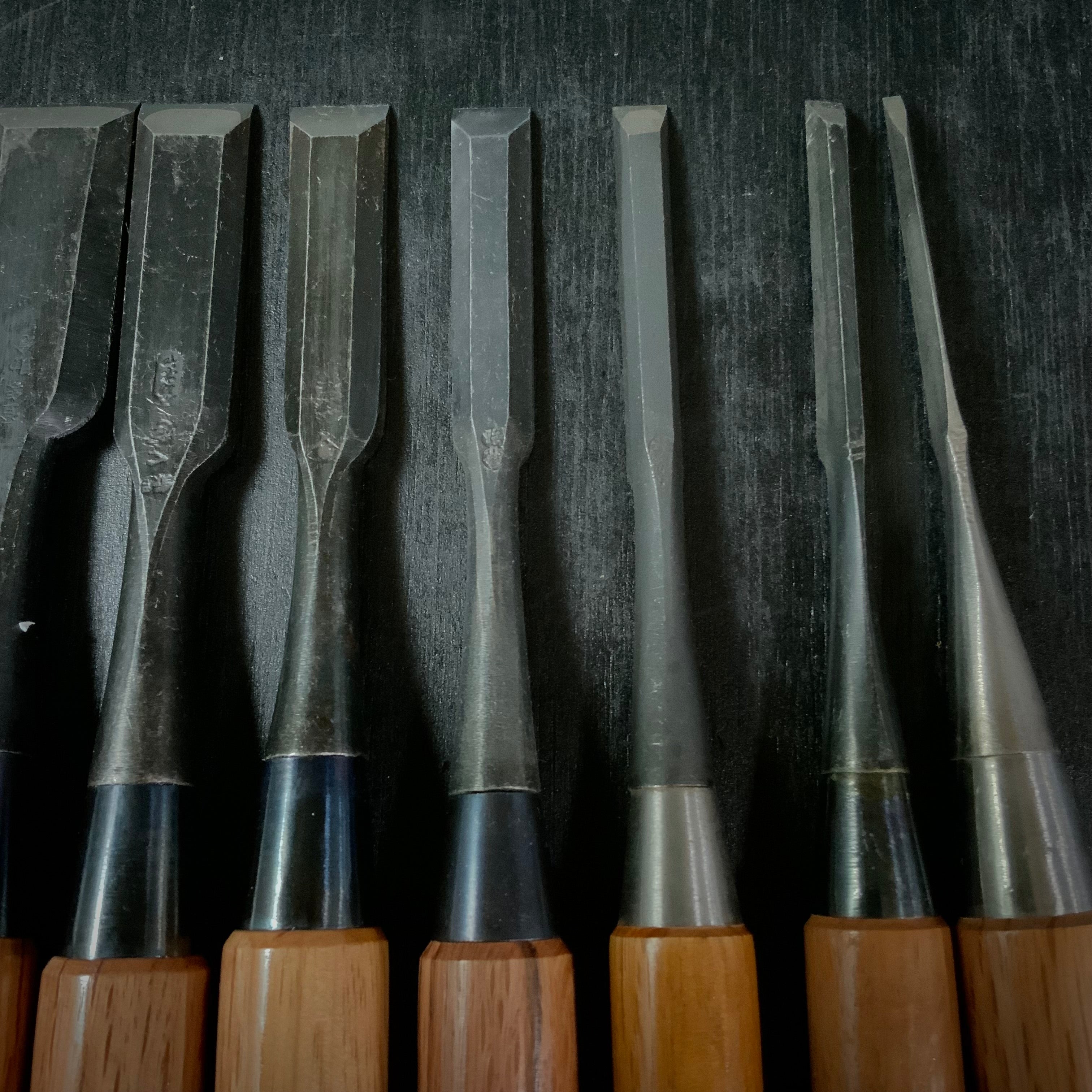 #M162 Mixed set for beginner Bench chisels set by unknown smith バラ鑿合わせ 初心者におすすめ 追入組鑿作者不明