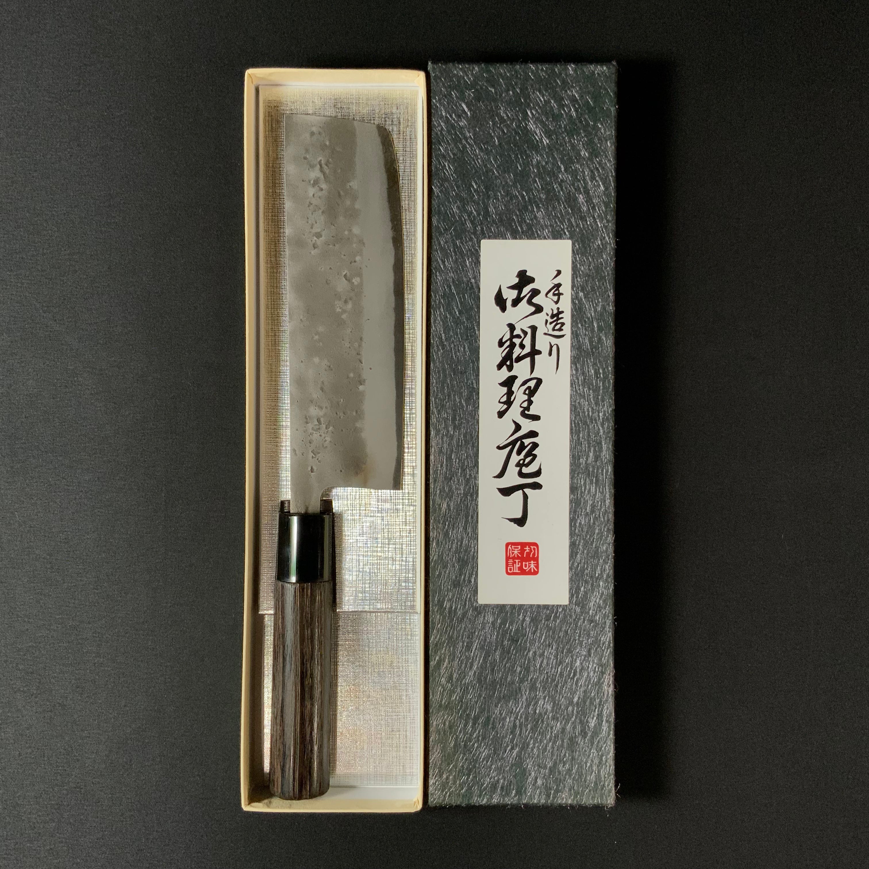 梨地 菜切包丁 青紙付 165mm Nakiri Bocho with blue steel