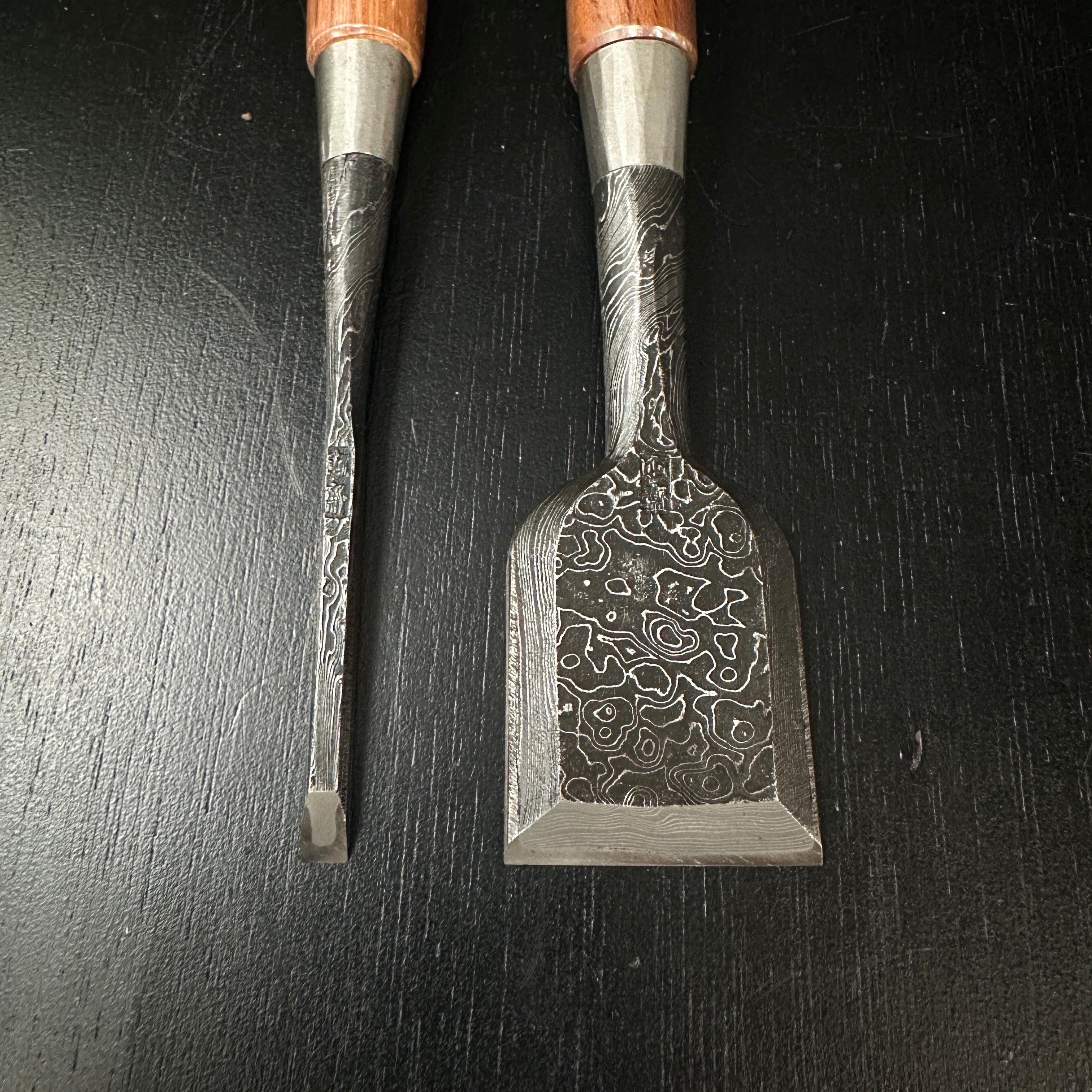 Tasai Mokume Special Bench chisels Red oak handle 田斎作 木目 追入鑿 赤樫柄