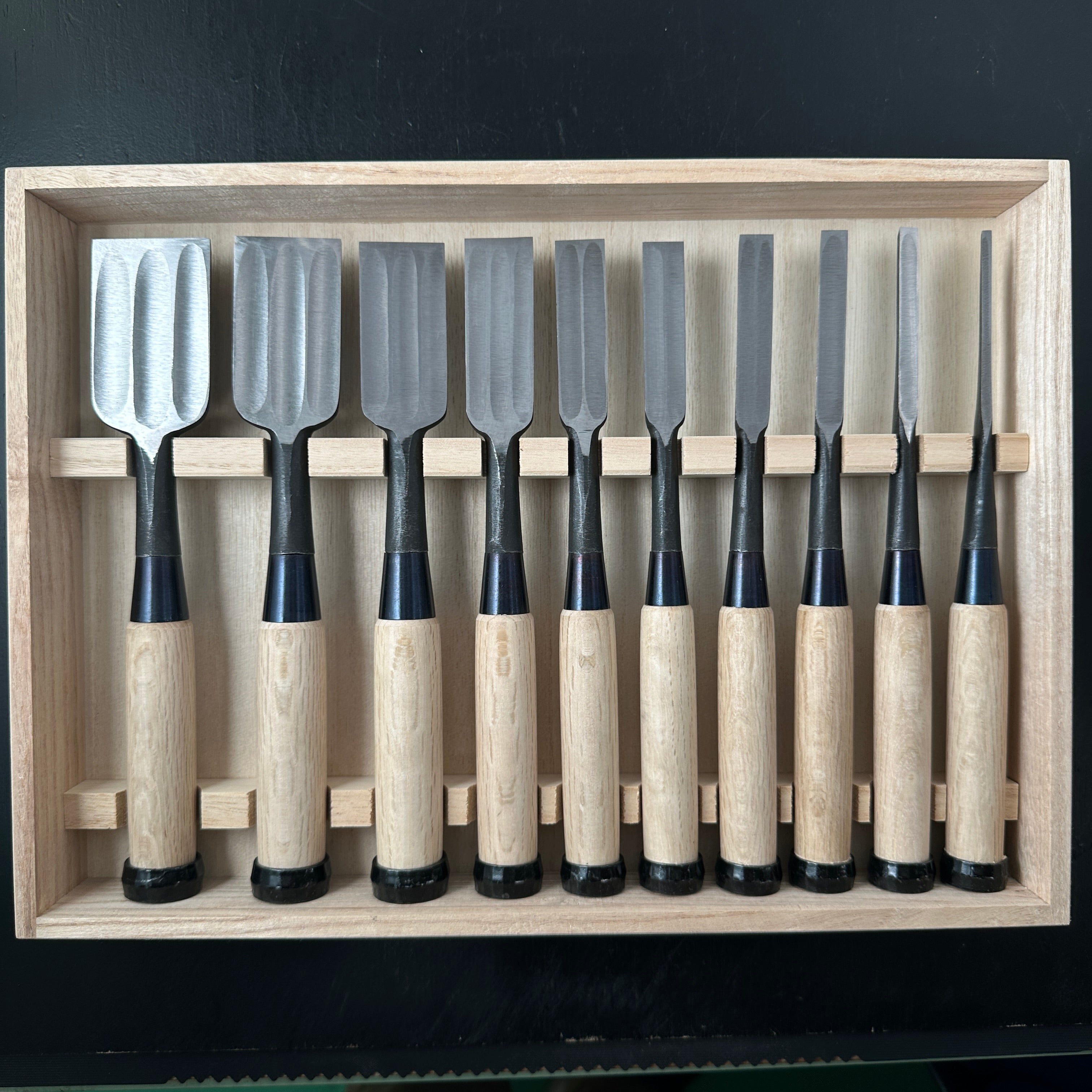 Sukemasa Dovetail Bench chisels set Triple Ura 助正 鎬 三ツ裏 追入組鑿 Oirenomi