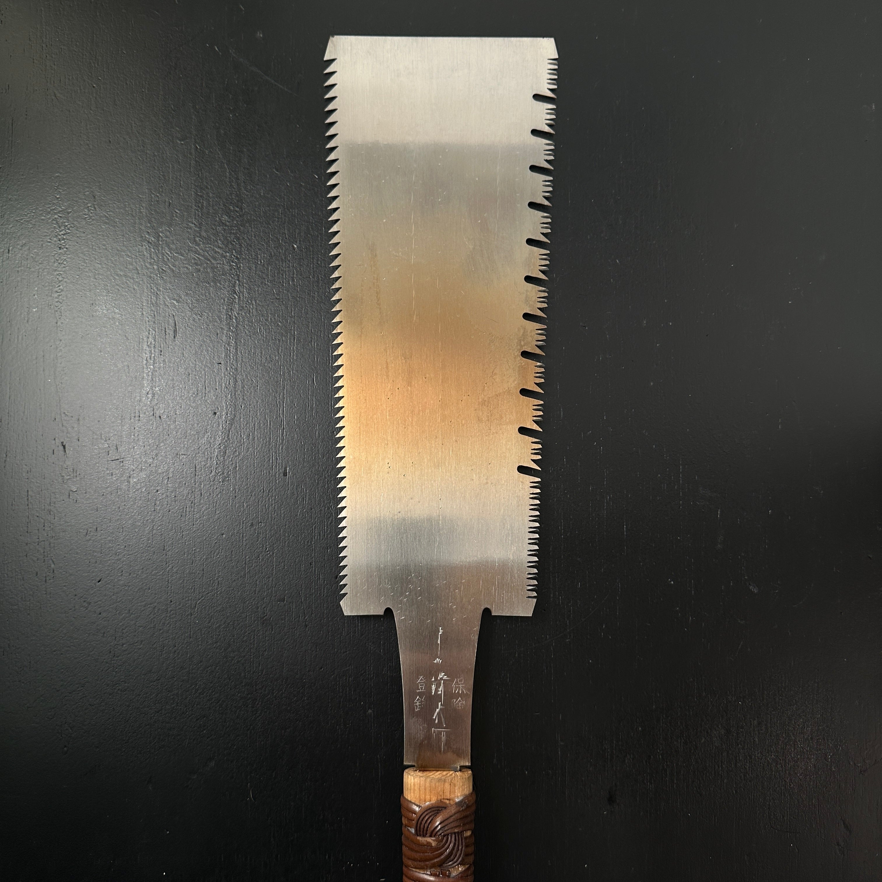 #188 Nagakatsu Double Edge Saw Eddy Type Handles set by Kurashige For Hard Wood 長勝鋸 渦巻き柄 両刃鋸 広葉材用 260mm