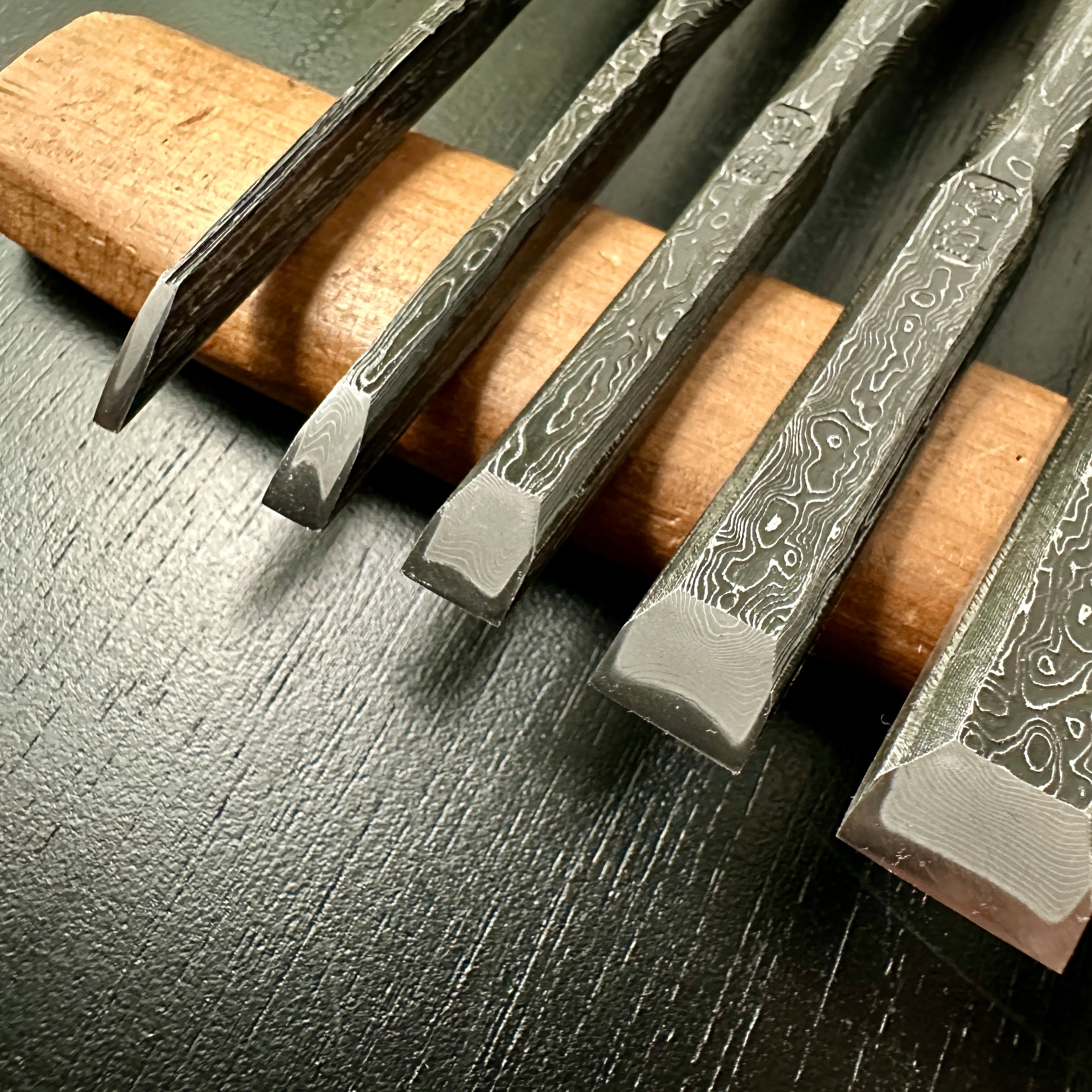 Tasai Mokume Special Bench chisels set 田斎作 木目造り 追入組鑿 10本組 白樫柄