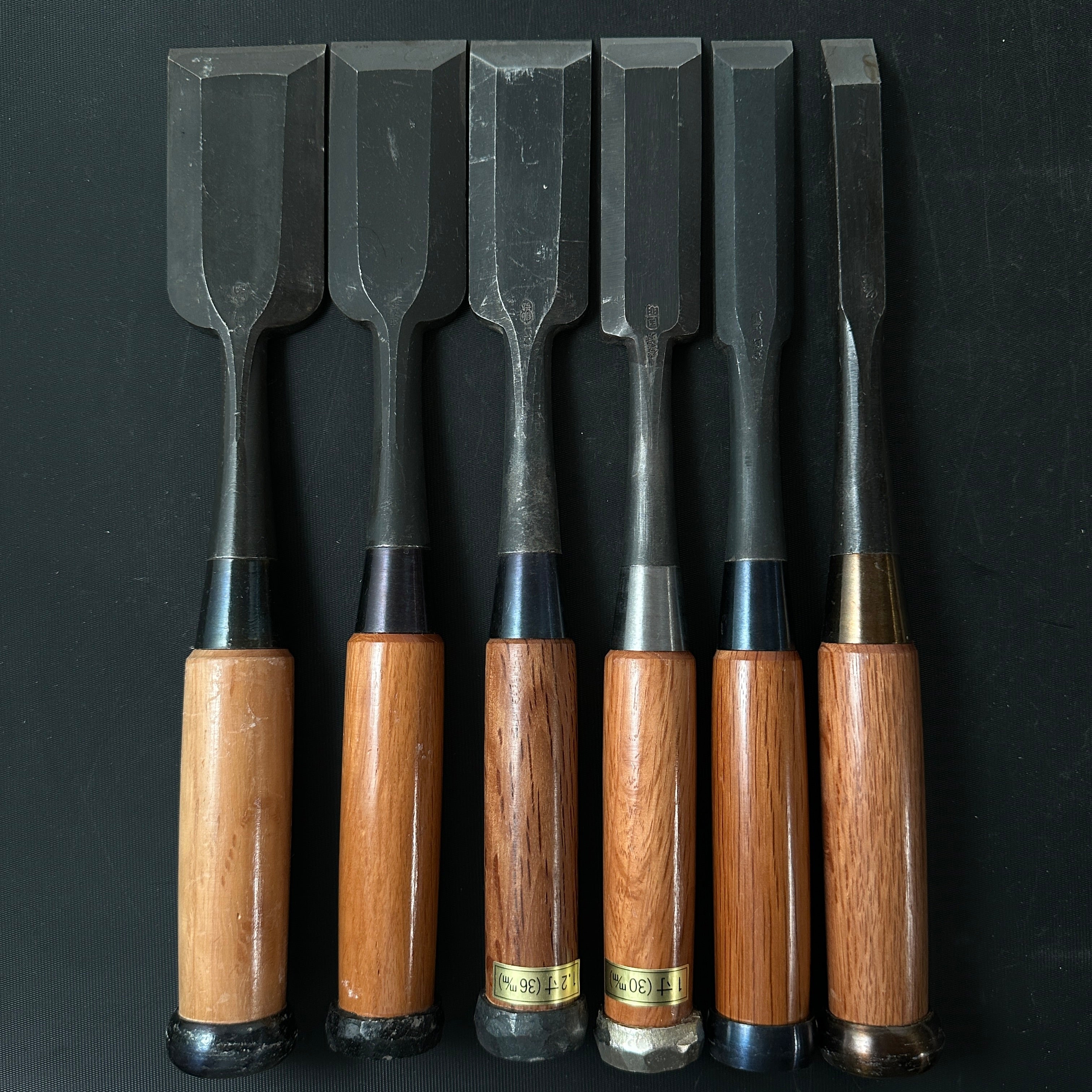 Old stock #5 Mixed set for beginner Timber chisels set with White steel 掘出し物 バラ鑿合わせ 初心者におすすめ 叩鑿6本組 Tatakinomi