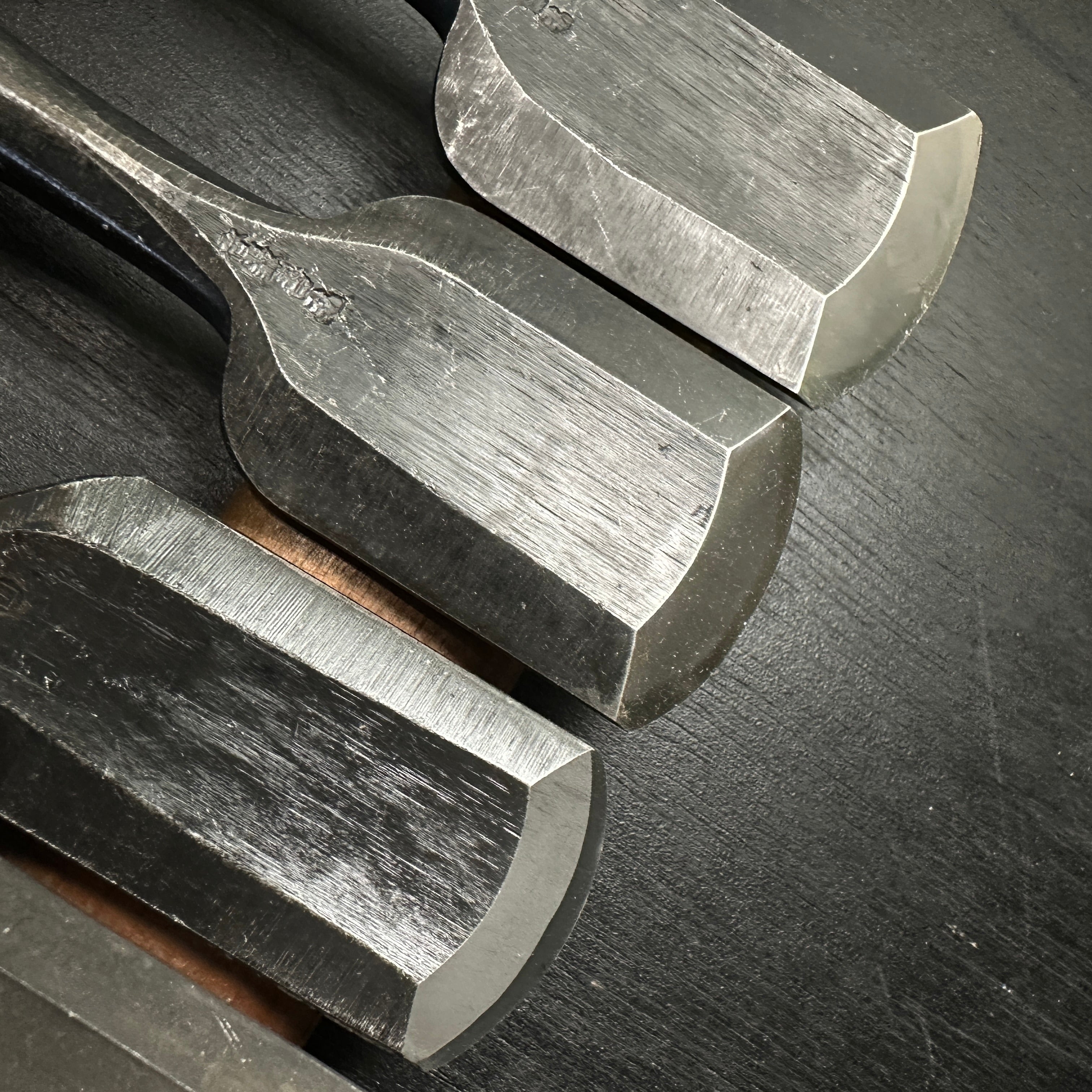 #16 Old stock Soto maru chisels set with white steel 掘出し物 外丸組鑿 10本組 Sotomarunomi