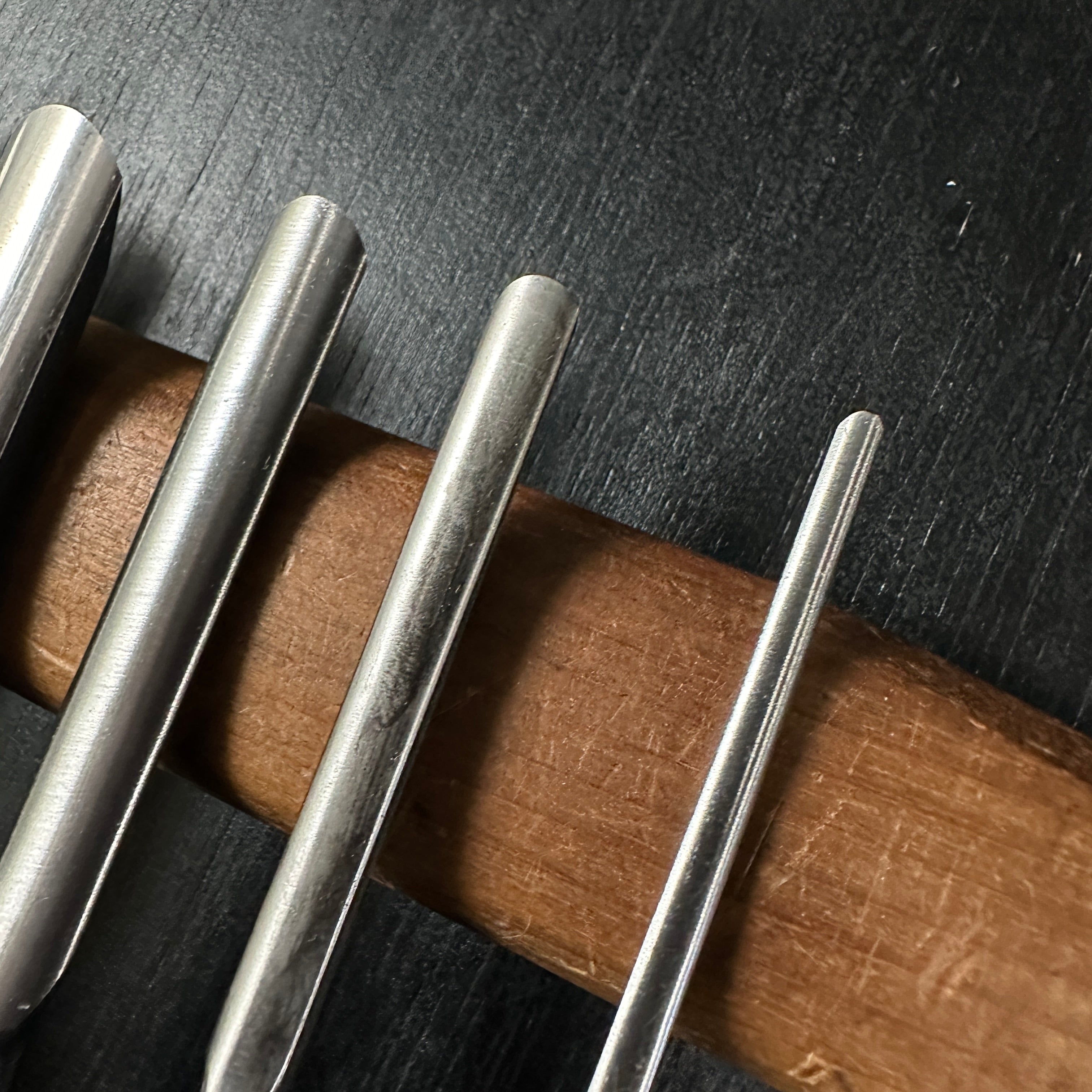 #16 Old stock Soto maru chisels set with white steel 掘出し物 外丸組鑿 10本組 Sotomarunomi