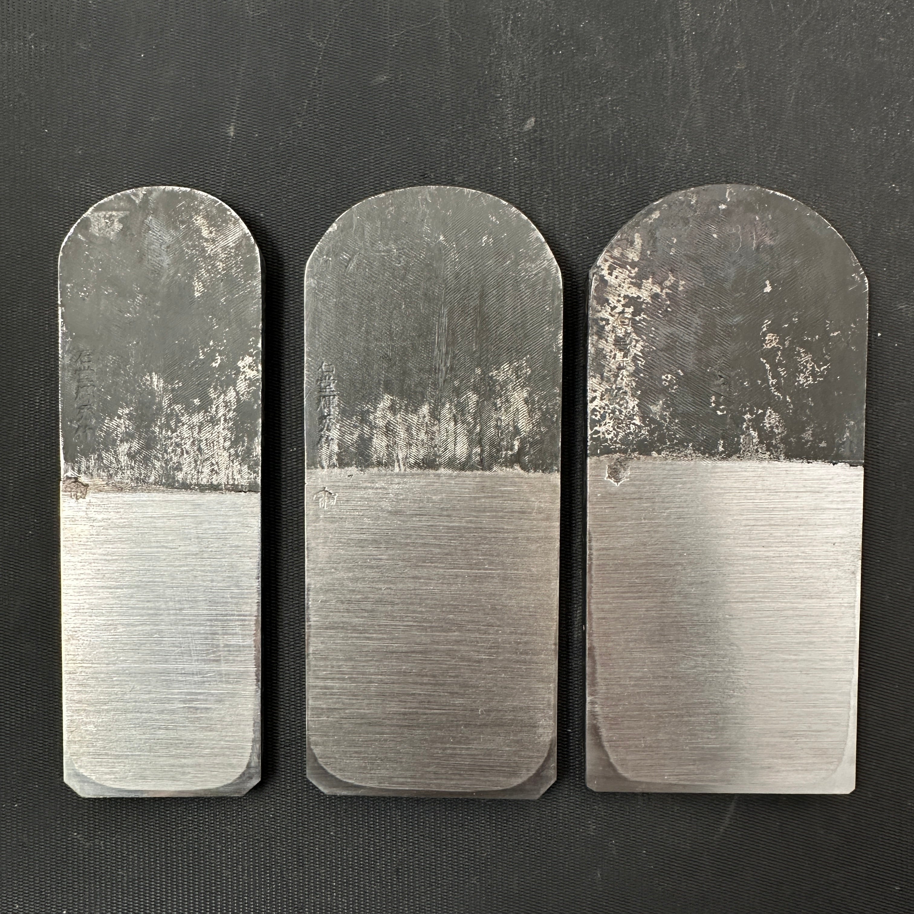 Old stock Teruhide Smoothing Plane Blades (Kanna) by Ishido Master 蔵出し 石堂秀雄作 輝秀 矢羽根 仕上げ鉋 刃のみ