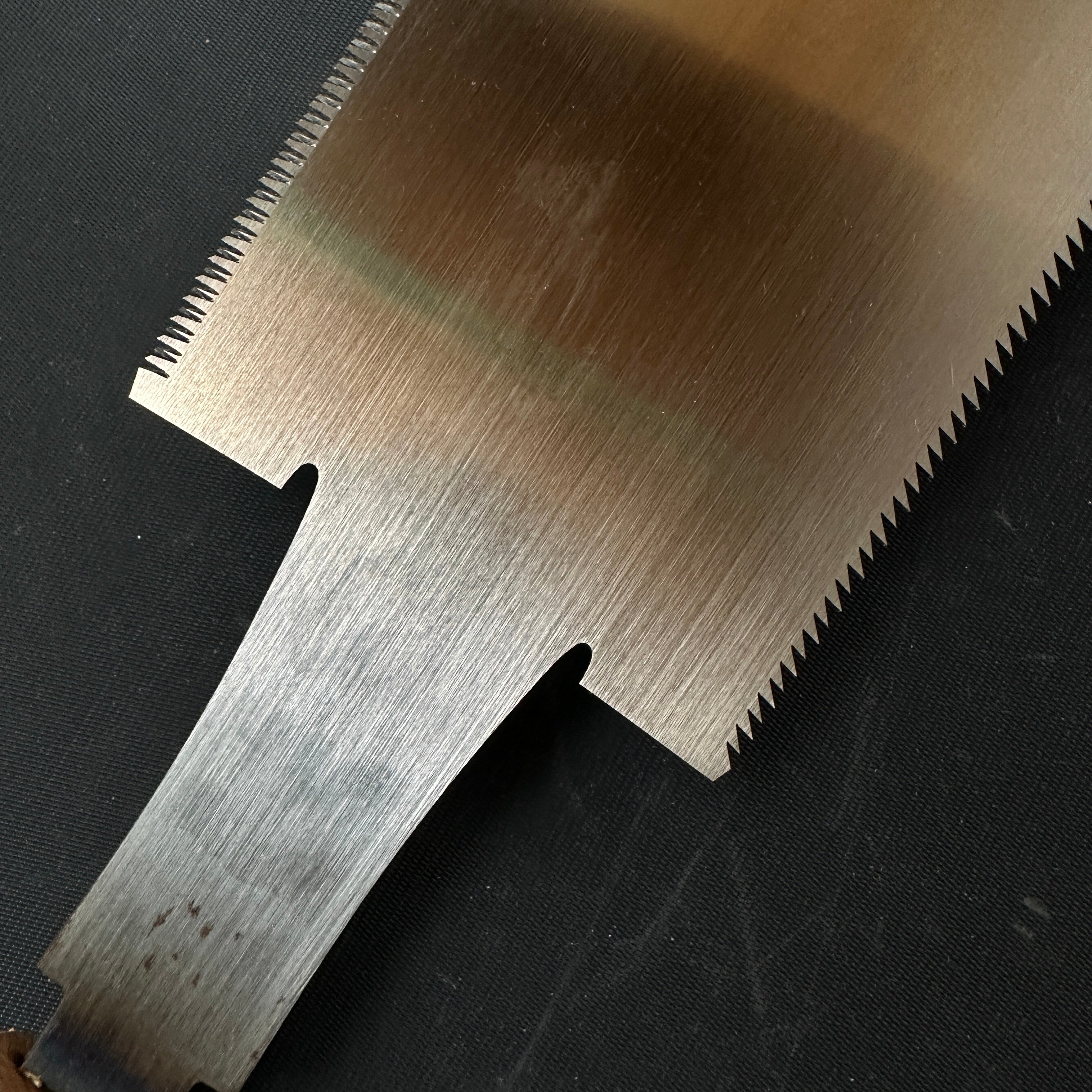 #R31 Ready to use! Old stock Double Edge Saw with Eddy Type Handles set by Kurashige 直ぐ使い 倉重栄助 目立 渦巻き柄 両刃鋸 240mm