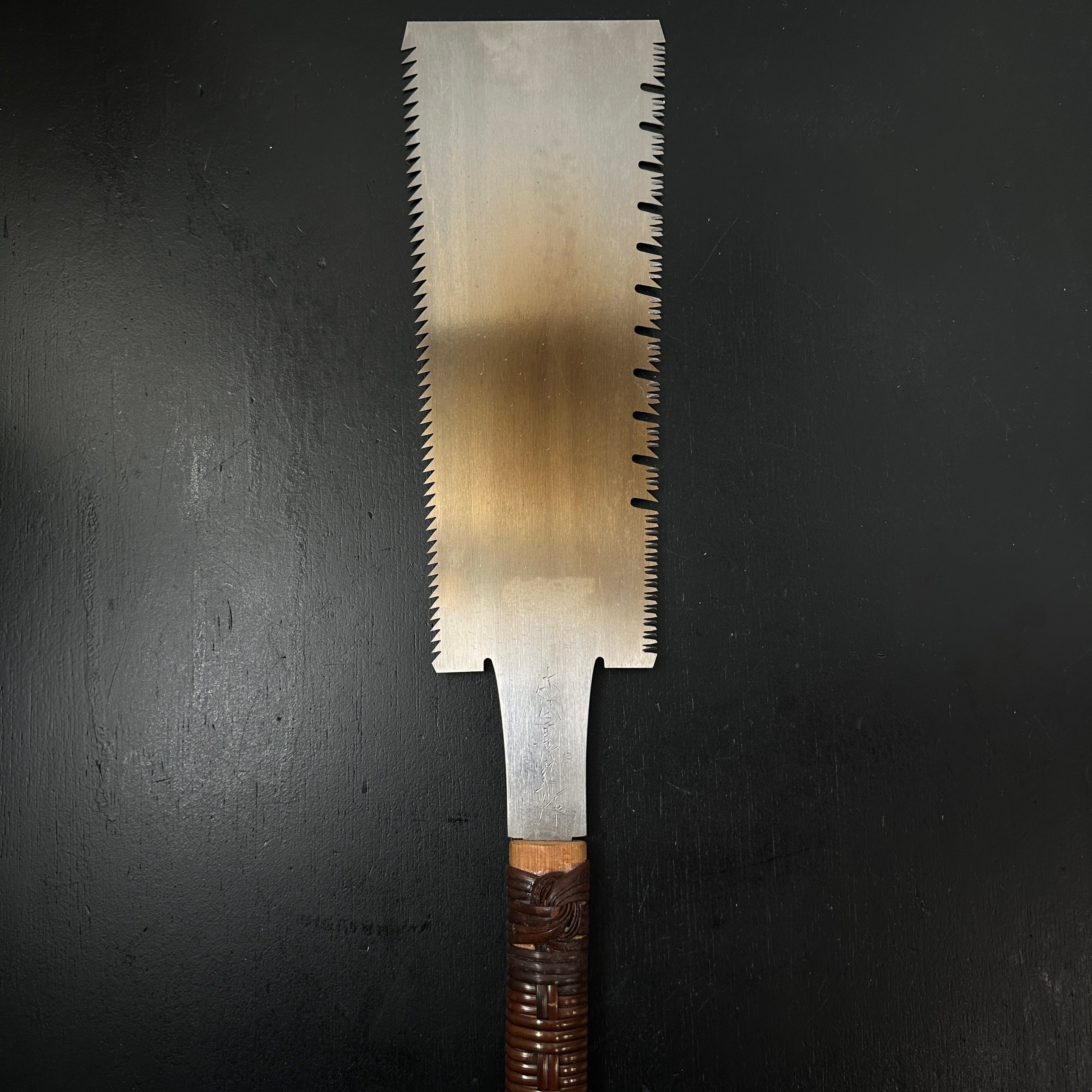 #190 Nagakatsu Double Edge Saw Eddy Type Handles set by Kurashige For Soft Wood 長勝鋸 渦巻き柄 両刃鋸 針葉材用 265mm