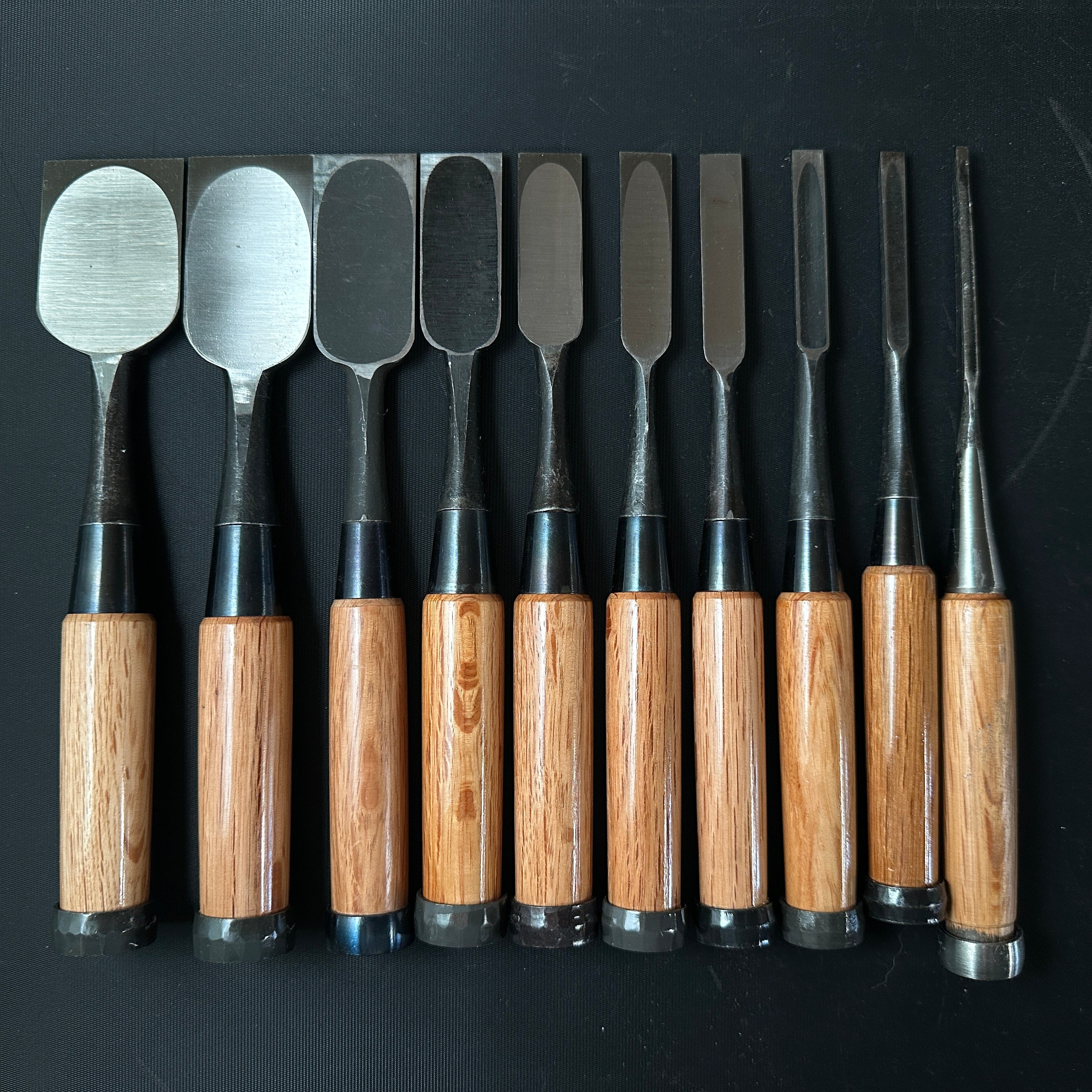 #M159 Mixed set for beginner Bench chisels set by unknown smith バラ鑿合わせ 初心者におすすめ 追入組鑿作者不明