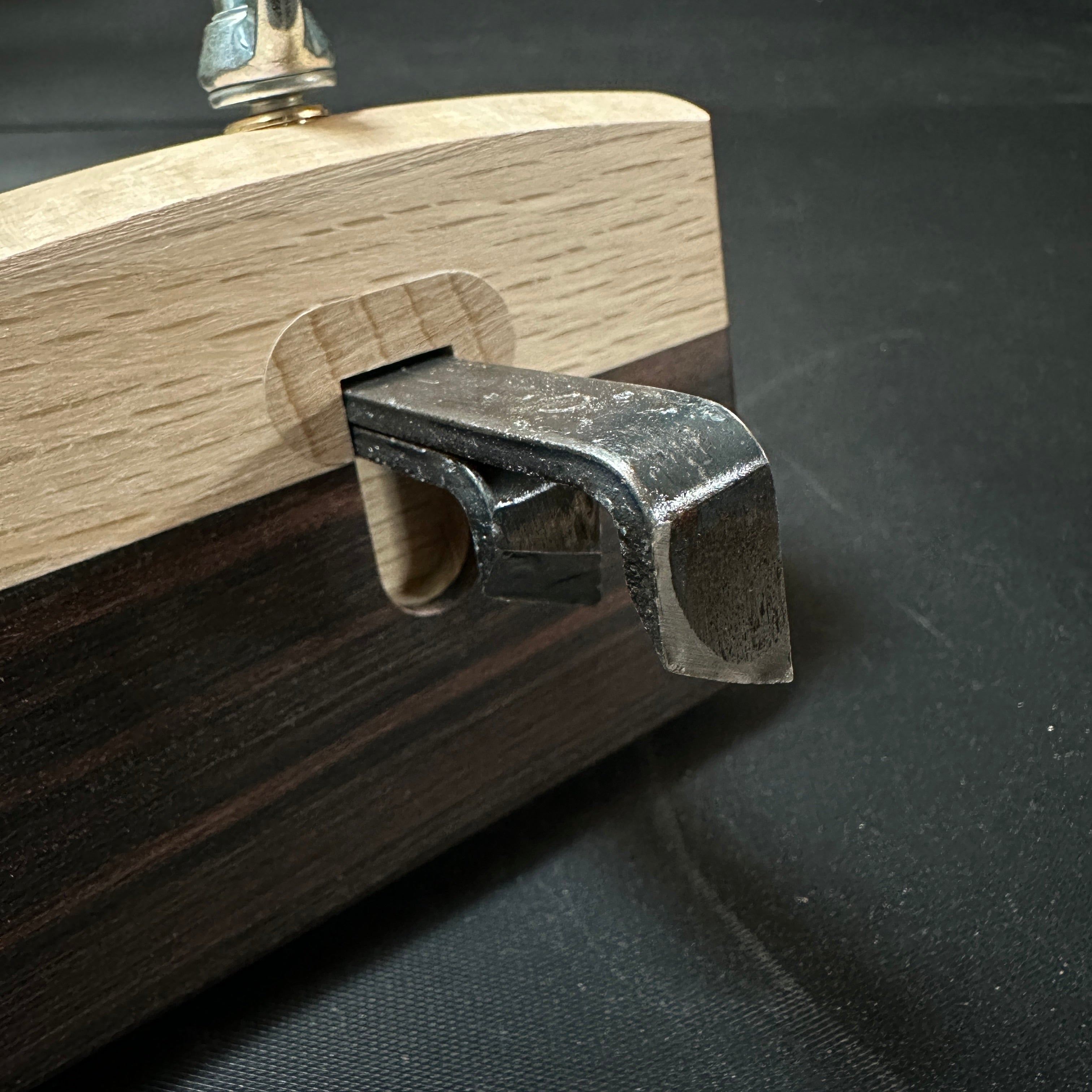 Yubido Ebony Paste Marking gauge wide body with two scribing rods 優美堂 鎌毛引 黒檀張 幅広 Kebiki