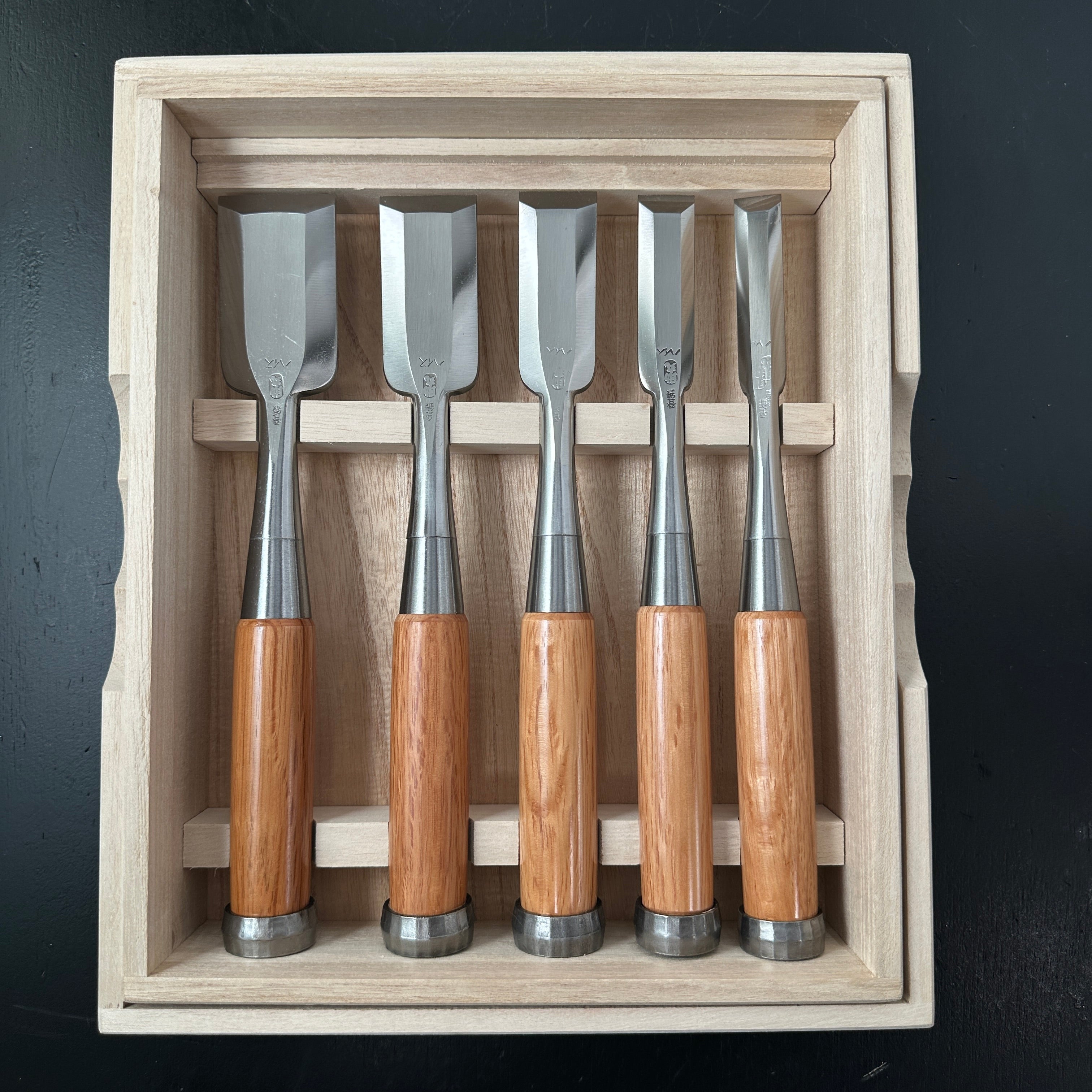 #2 Sukemaru High-Speed Steel Bench chisels 5pc set 助丸ハイス 追入組鑿 Oirenomi 5本組