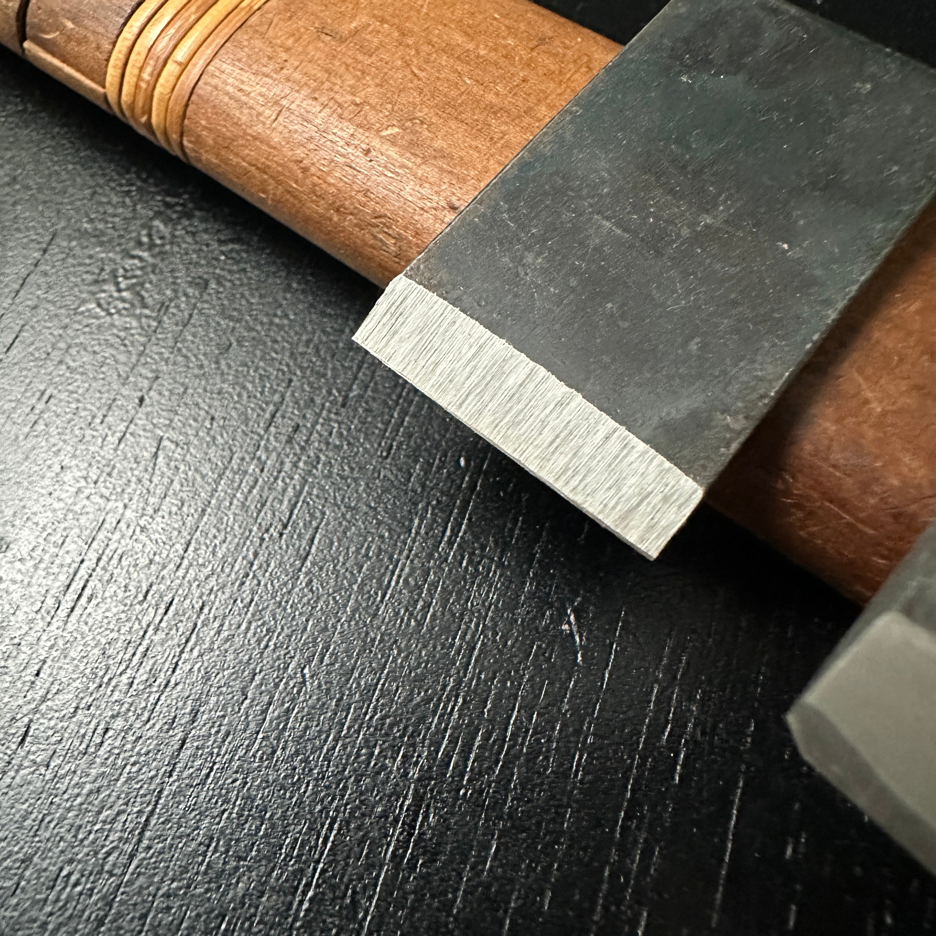 Old stock Kiyotada Wholesaler stamp Chamfer Plane 45° with Blue steel 清忠(問屋銘・水平屋) 自由角面取鉋 青紙付 30mm