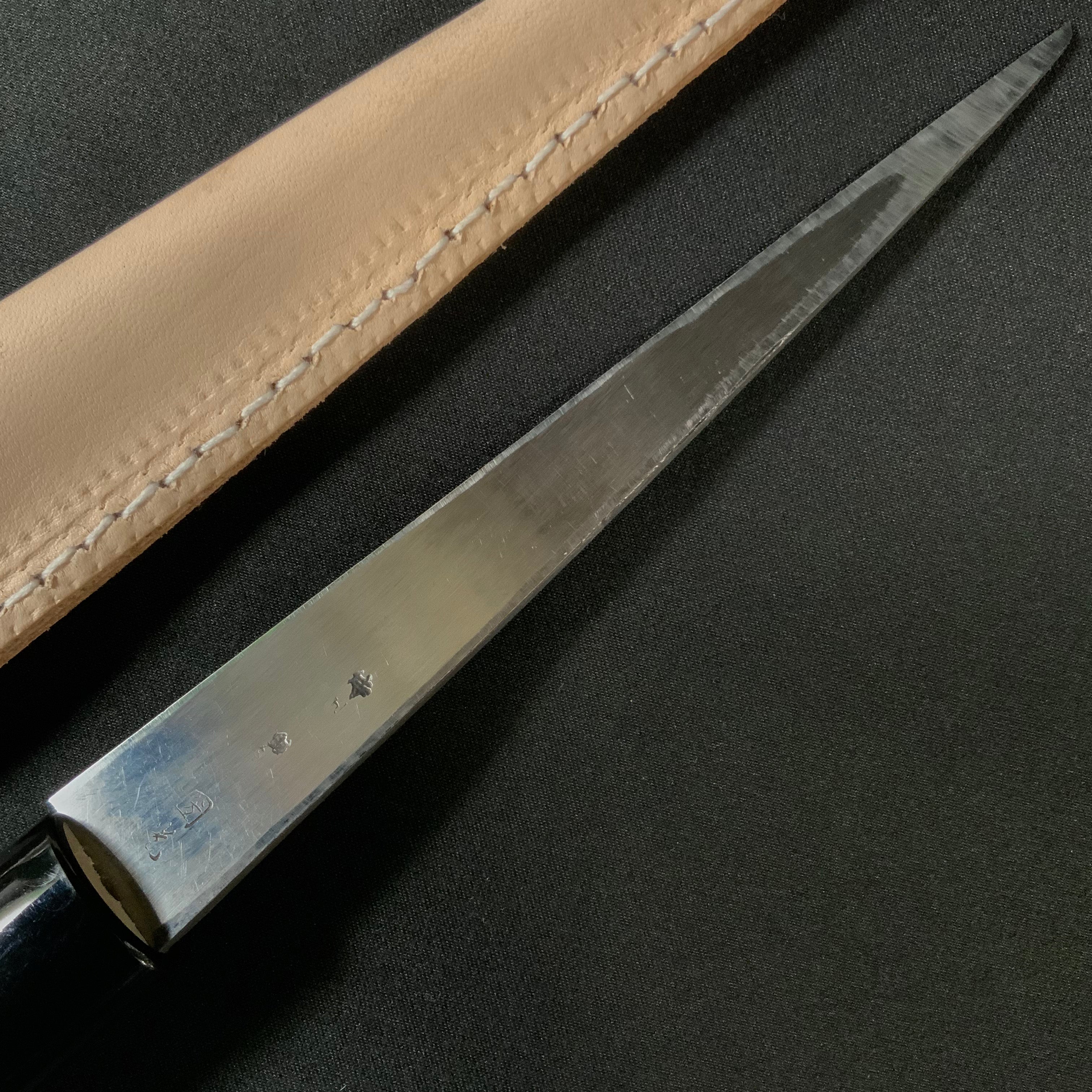 梅心子 繰り小刀 右 革サヤ付 138mm Baishinshi Kuri Kokatana (Carving knife) with leather sheath Right hand
