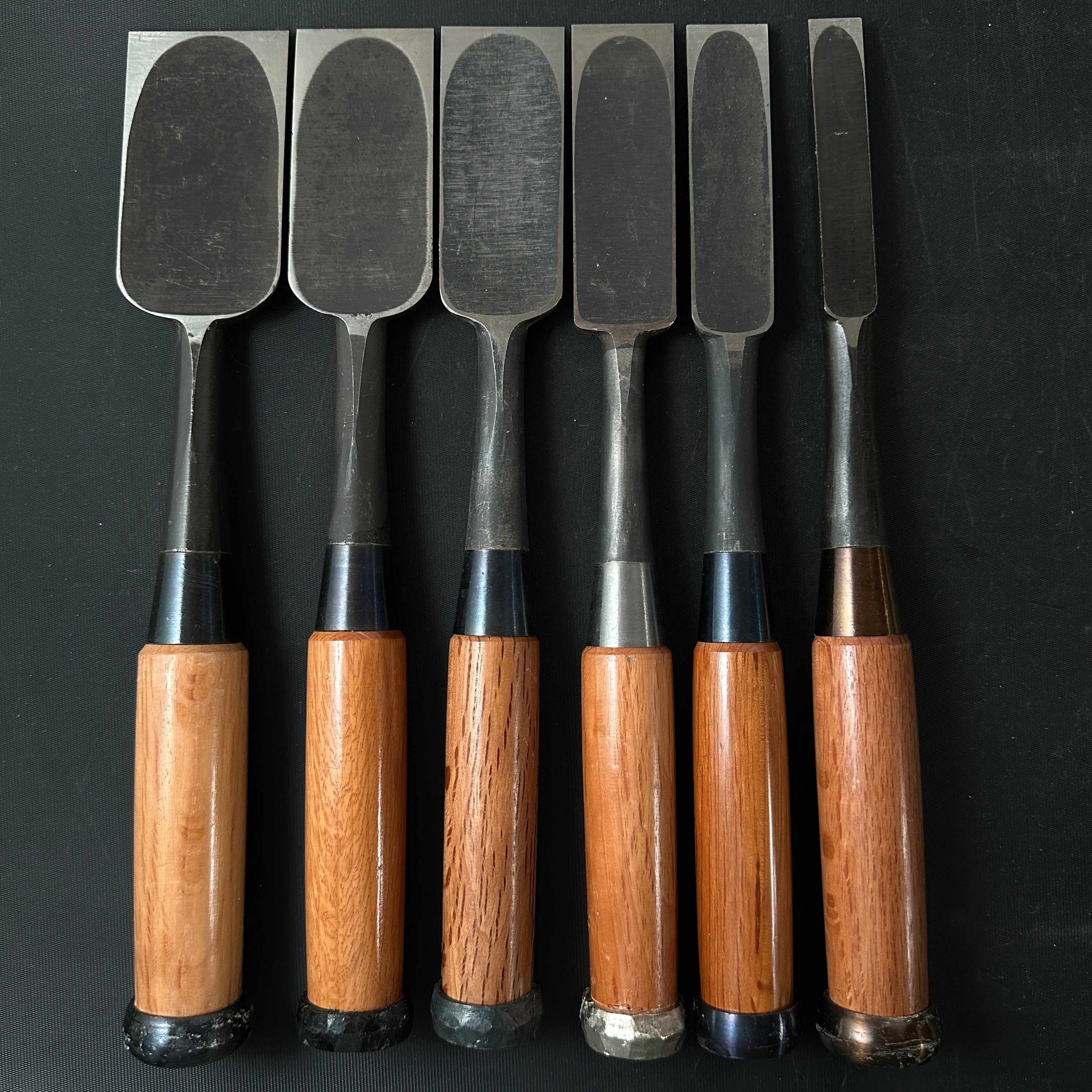 Old stock #5 Mixed set for beginner Timber chisels set with White steel 掘出し物 バラ鑿合わせ 初心者におすすめ 叩鑿6本組 Tatakinomi