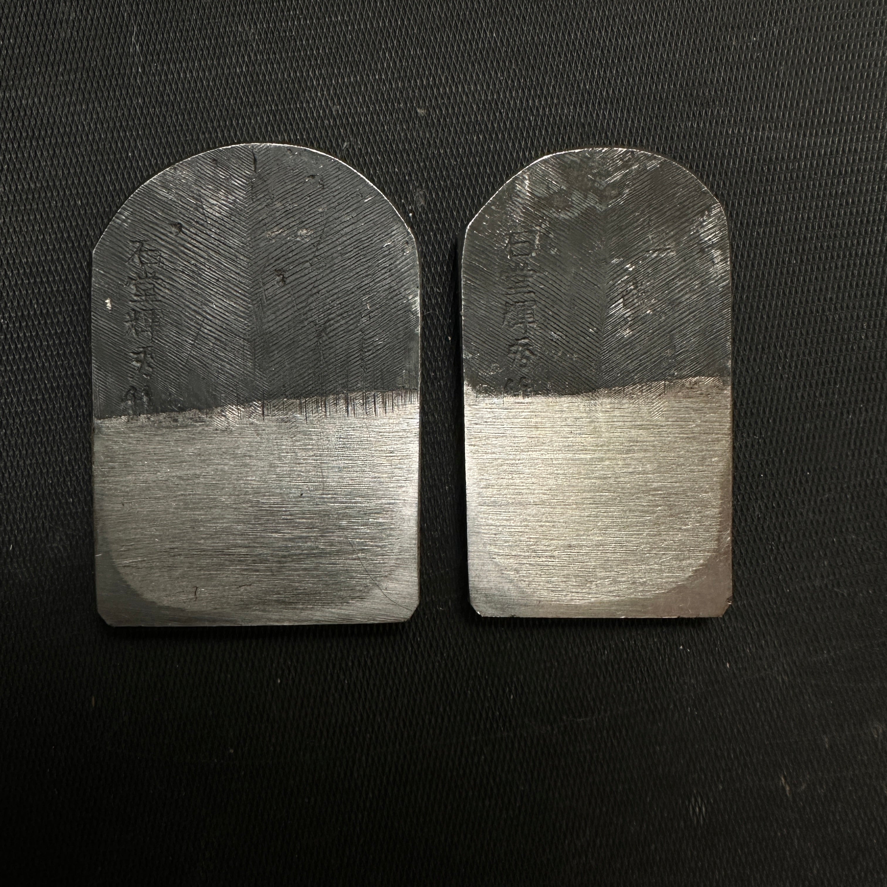 Old stock Teruhide Spokeshave Plane Blades (Kanna) by Ishido Master 蔵出し 石堂秀雄作 輝秀 矢羽根 南京鉋 刃のみ