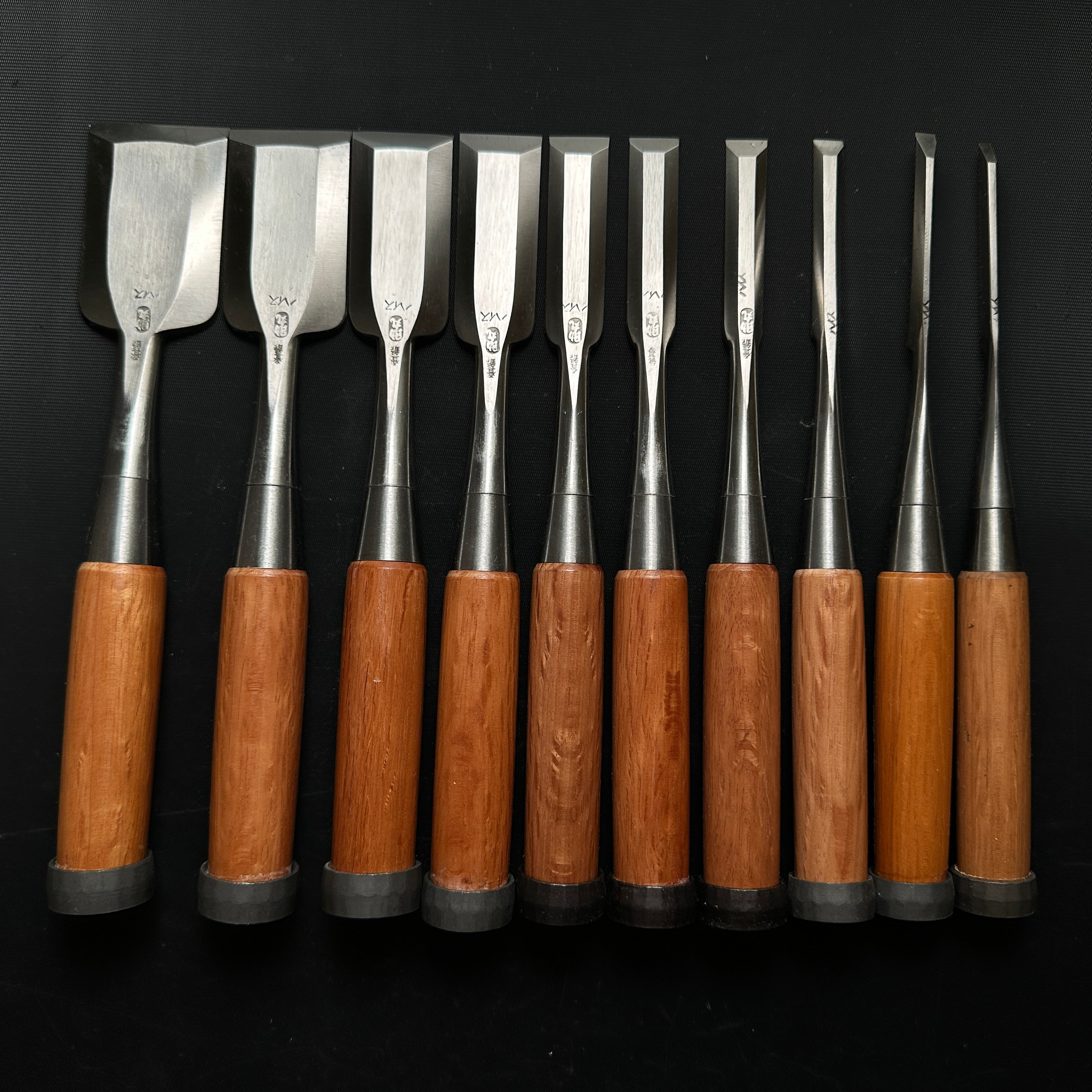 Old stock #2 Sukemaru High-Speed Steel Bench chisels set 掘出し物 助丸 ハイス鋼追入組鑿 三つ裏 Oirenomi