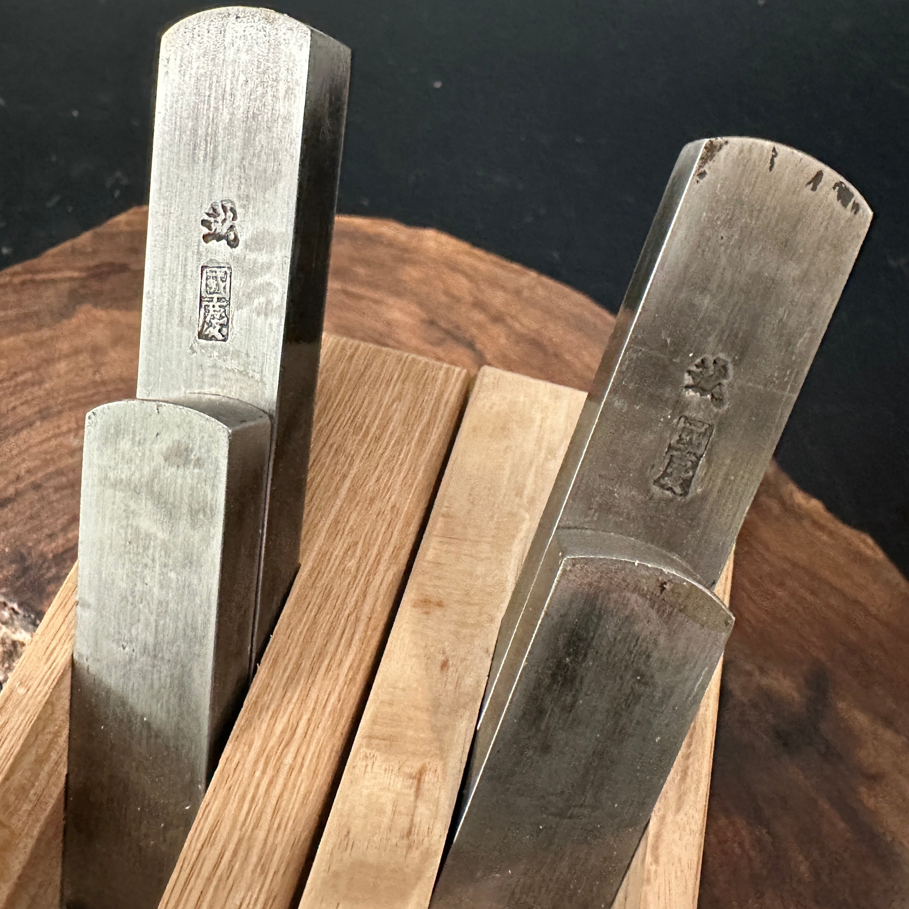 Old stock Kunikei Side Rabbet Planes Set with blue steel 掘出し物 国慶 合脇取鉋 左右 Aiwakitori kanna