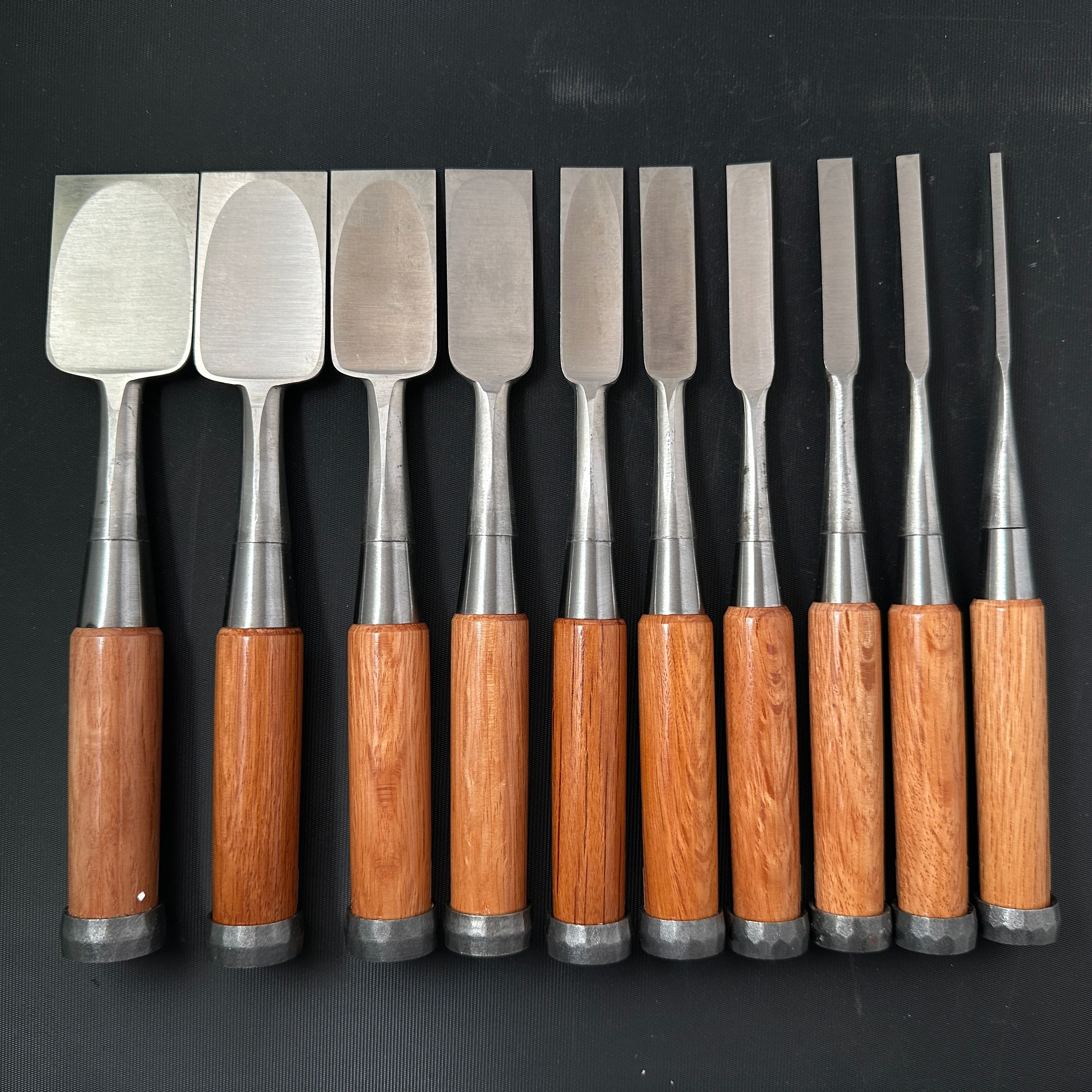 Old stock #4 Sukemaru 4th Wholesaler stamp High-Speed Steel Bench chisels set 掘出し物 四代助丸 問屋銘 ハイス鋼追入組鑿 Oirenomi