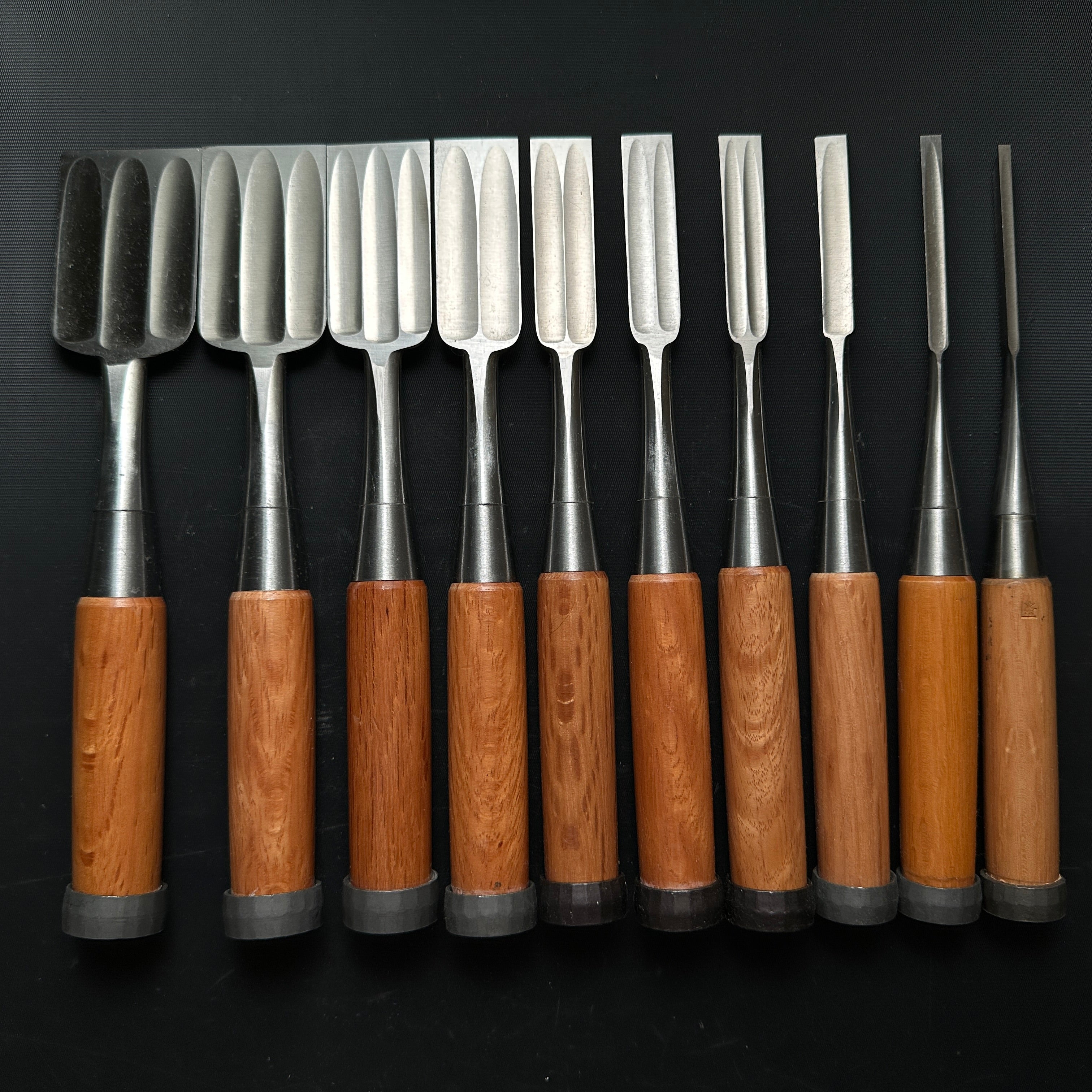 Old stock #2 Sukemaru High-Speed Steel Bench chisels set 掘出し物 助丸 ハイス鋼追入組鑿 三つ裏 Oirenomi