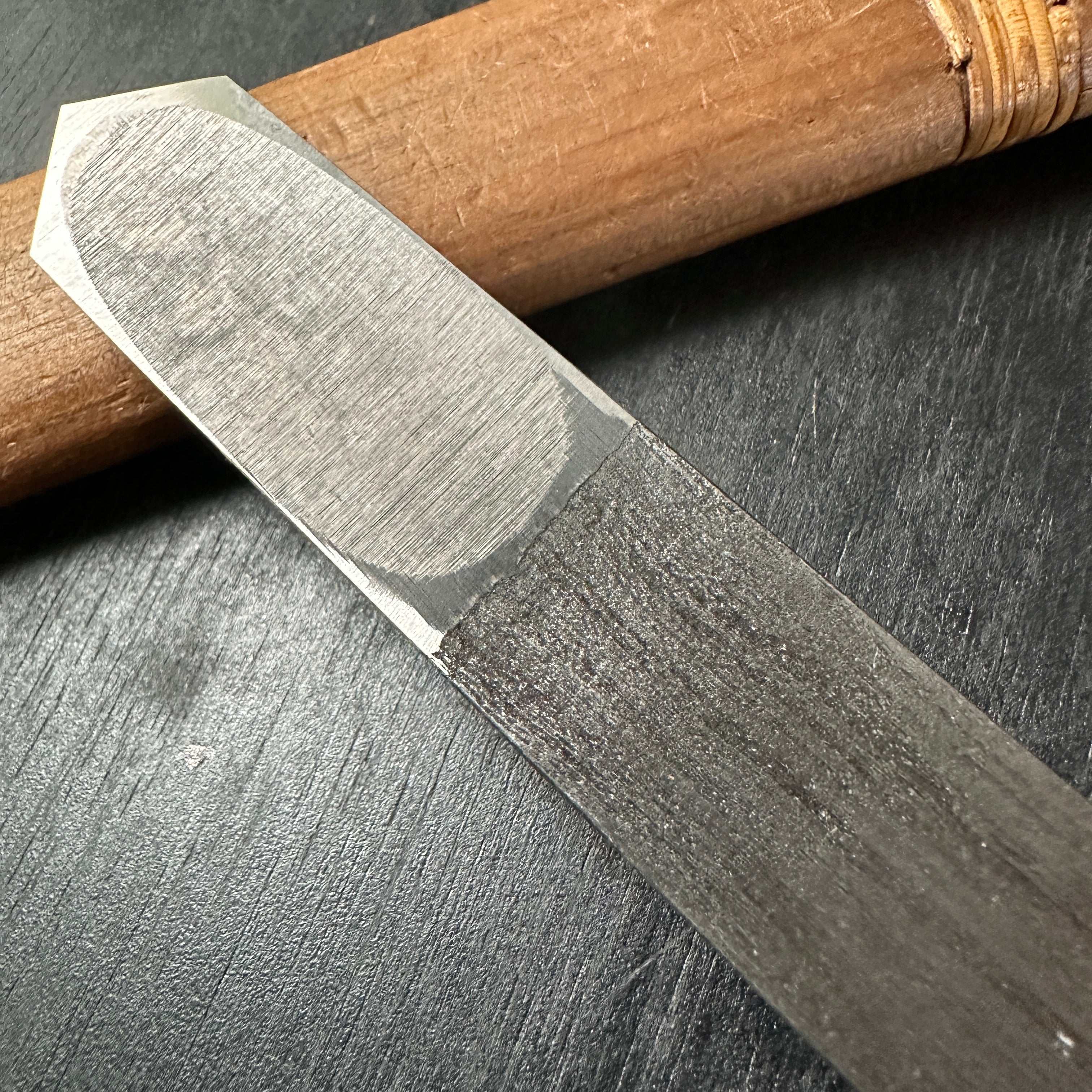 Yamamoto Kensuke Mokume Kensaki Knives with Blue Steel 山本健介作 剣先小刀 木目仕上 24mm