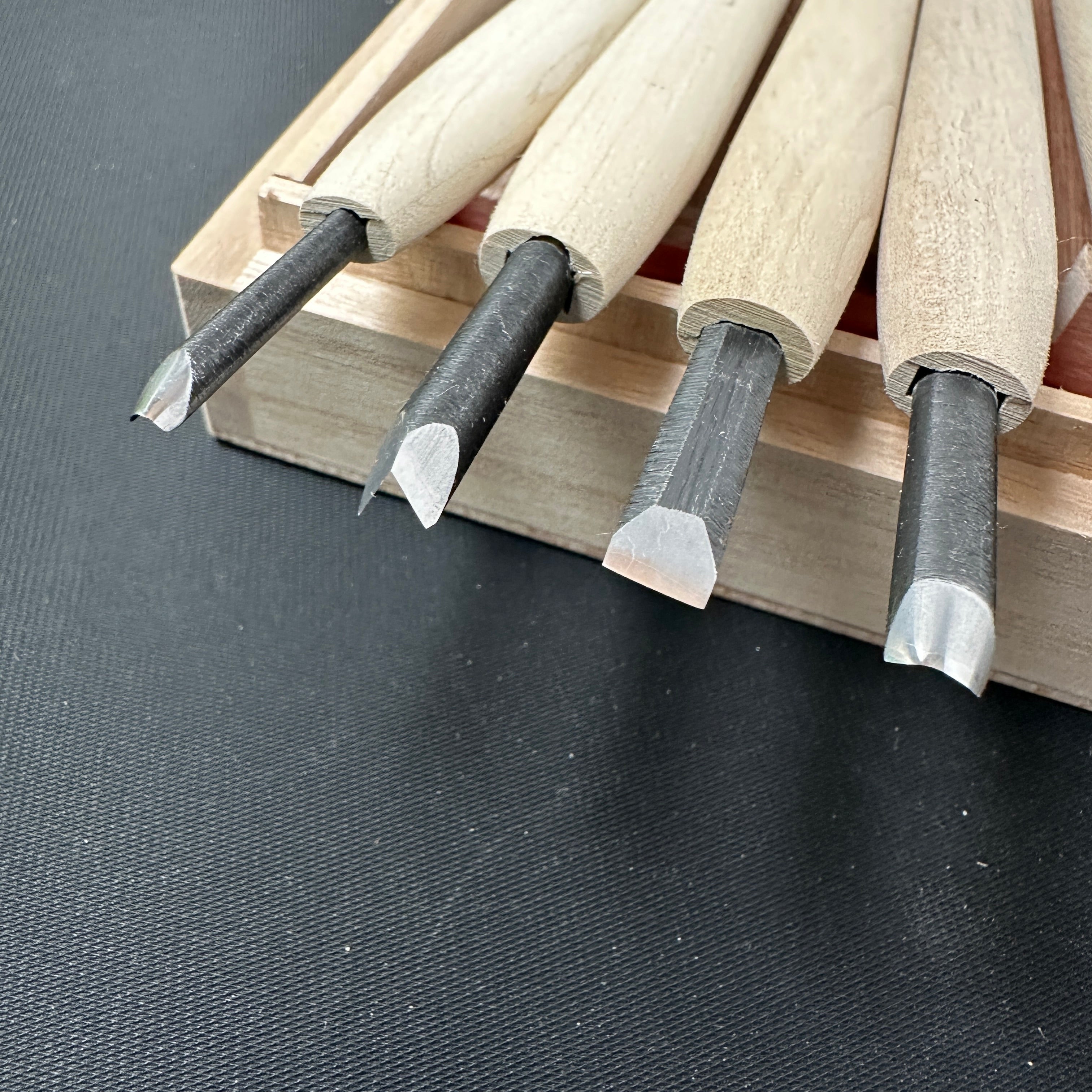 Yari Carving chisels set with Blue steel by Chousei 槍 彫刻刀10本組 青紙スーパー鋼 Chokokuto