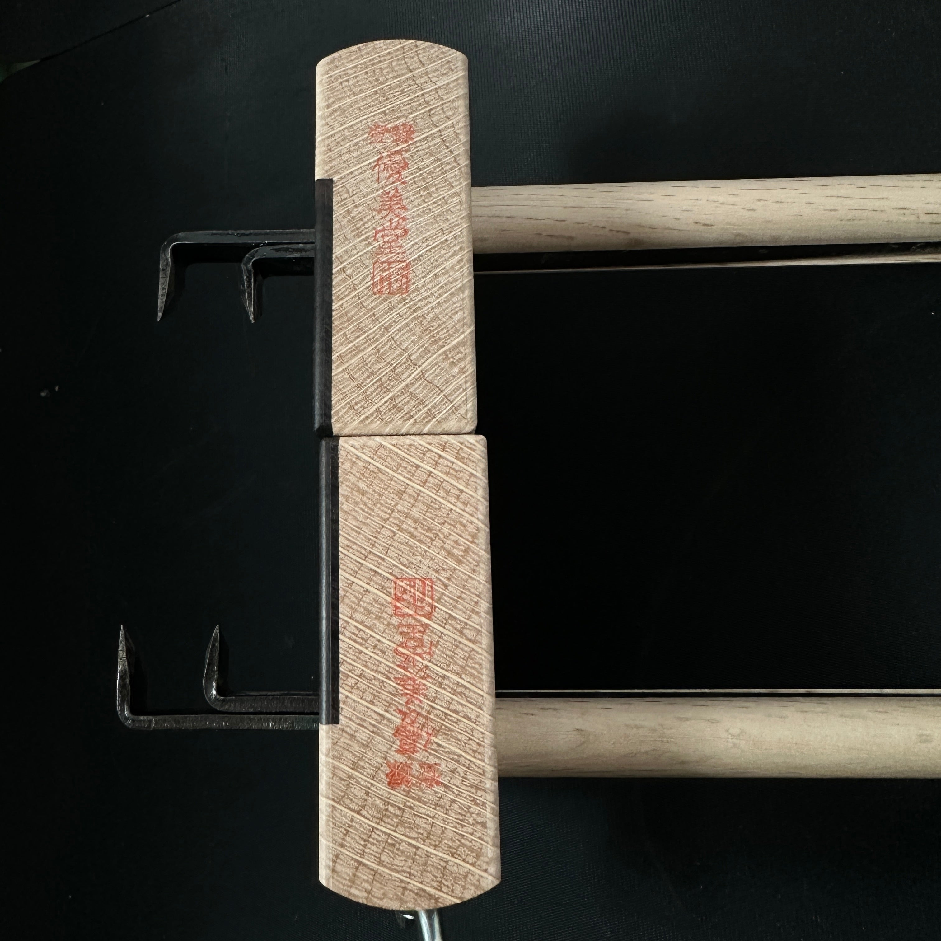 Yubido Ebony Paste Marking gauge wide body with two scribing rods 優美堂 鎌毛引 黒檀張 幅広 Kebiki